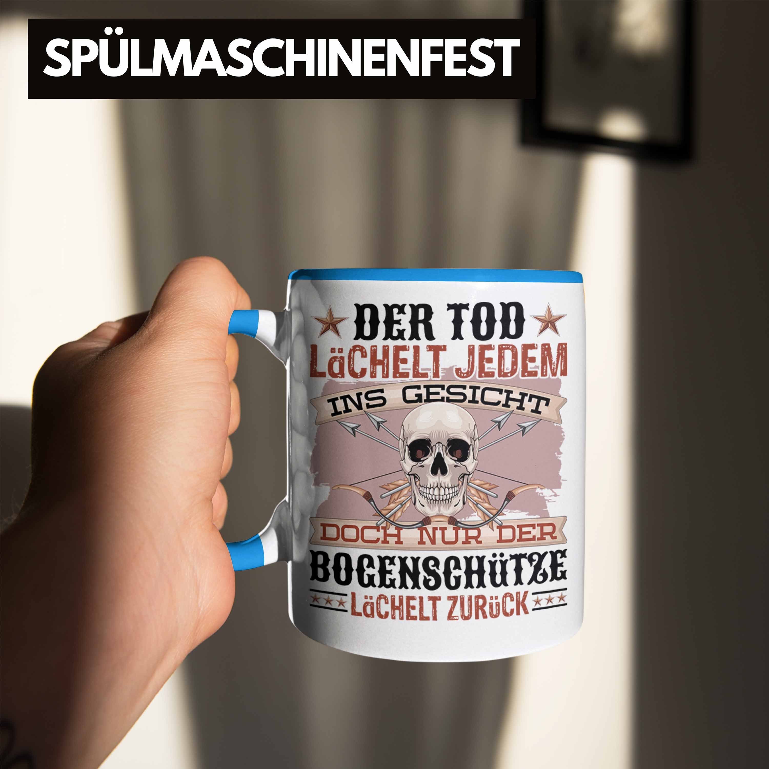 Lächel Blau Pfeil Der Tod Tasse Bogen & Geschenk Spruch Bogenschütze Trendation Geschenkidee