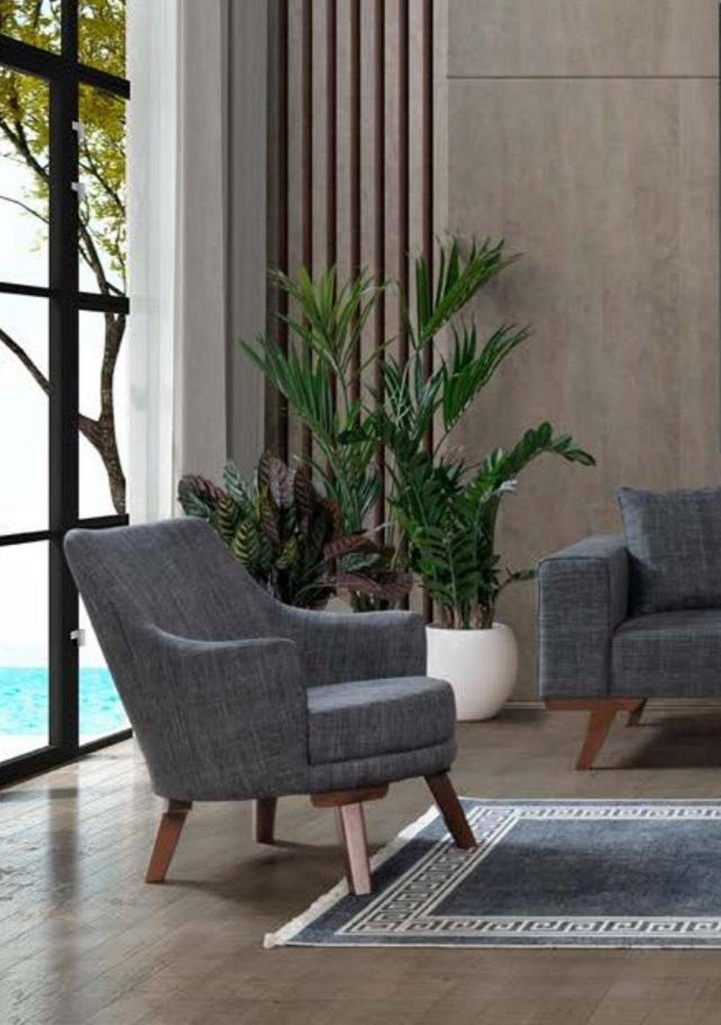 JVmoebel Sessel, Wohnzimmer Sessel Moderner Einsitzer Design Möbel Grauer Einsitzer