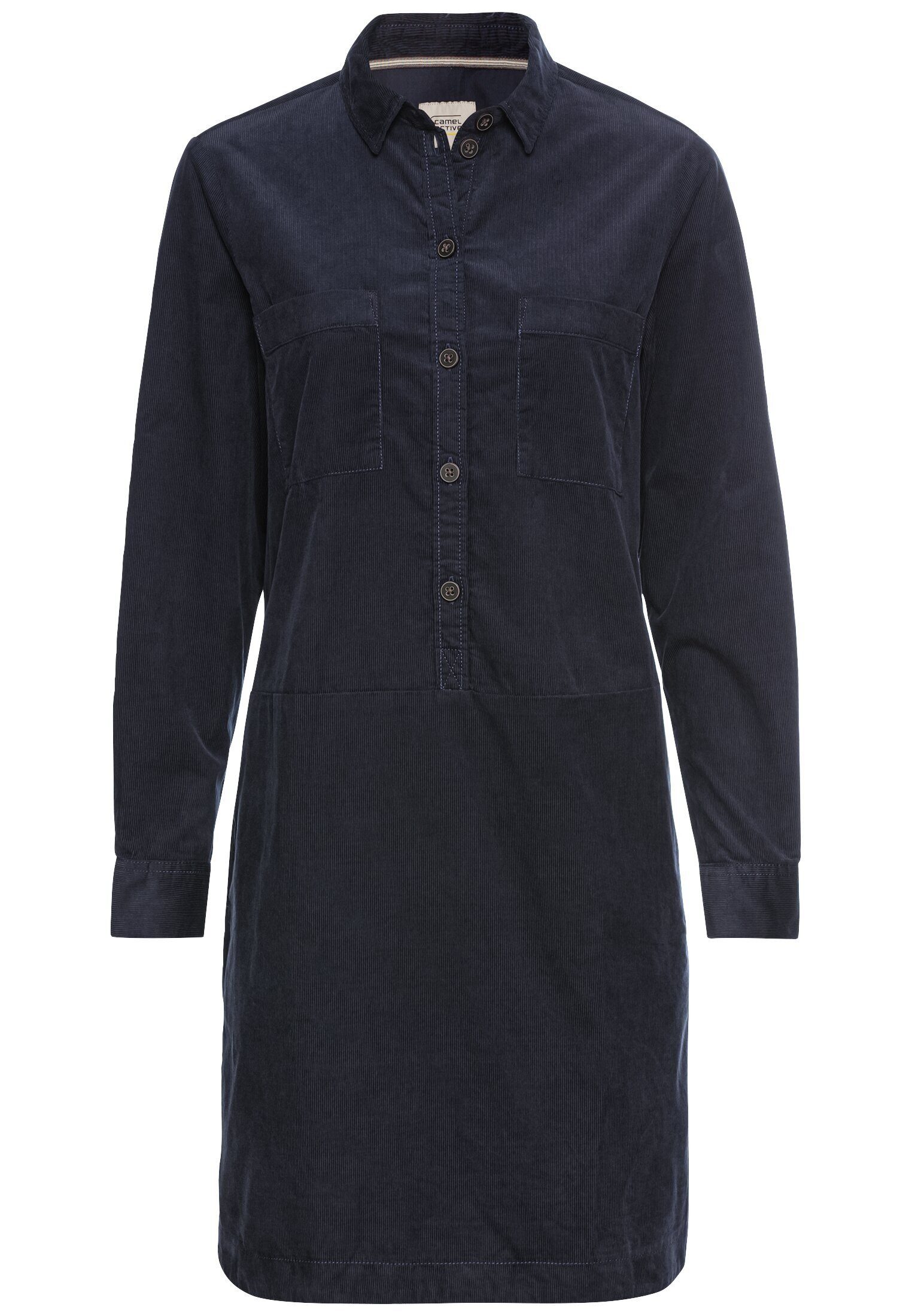 camel active Cordkleid aus reiner Baumwolle Langarm Markenlabel