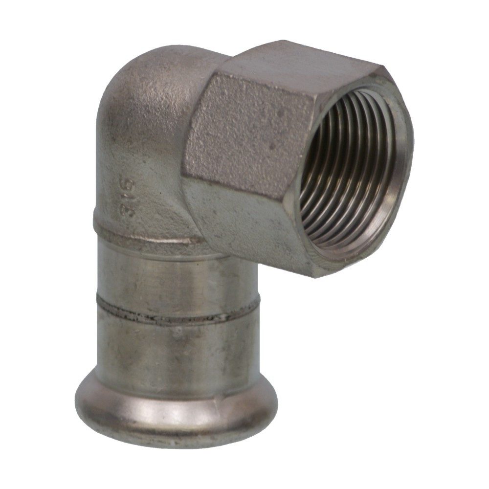 VSH Wasserrohr VSH XPress Edelstahl R2709, Übergangswinkel 90° I/IG, 22 mm x 3/4"