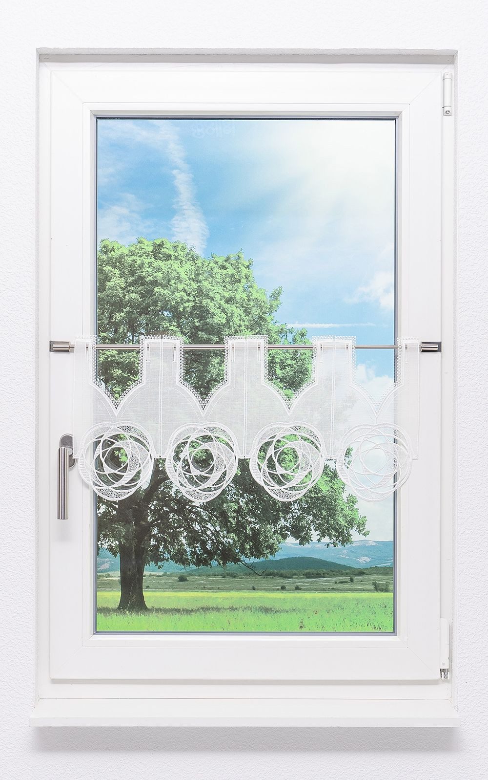 Plauener Spitze® Scheibengardine Circles (1 St), transparent, HxB 31x48cm günstig online kaufen