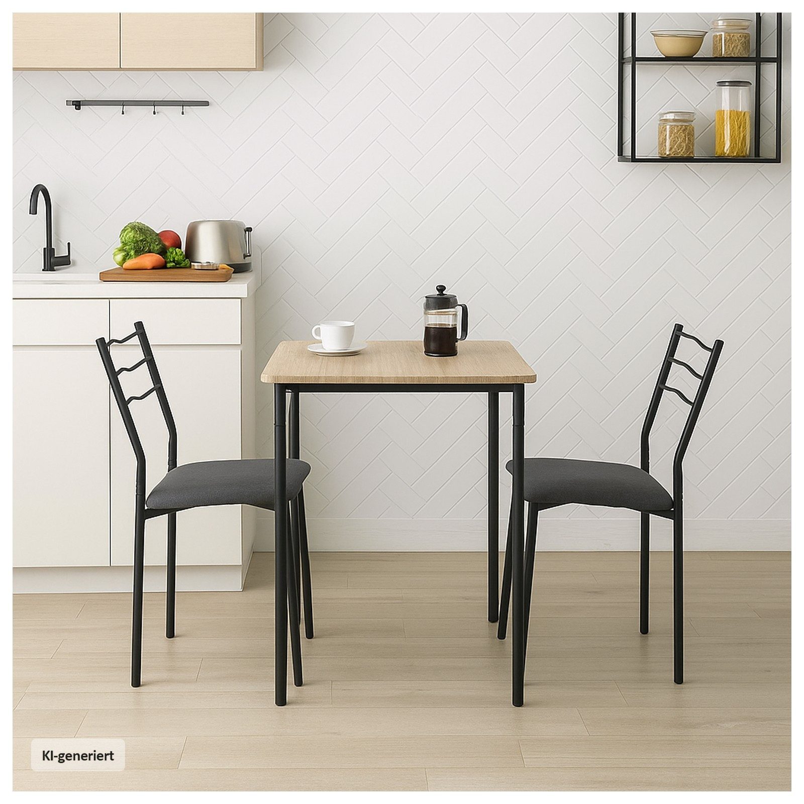 HTI-Living Essgruppe Essgruppe Thora 3-teilig Tischplatte San Remo, (Set, 3-tlg., 1 Tisch, 2 Stühle)
