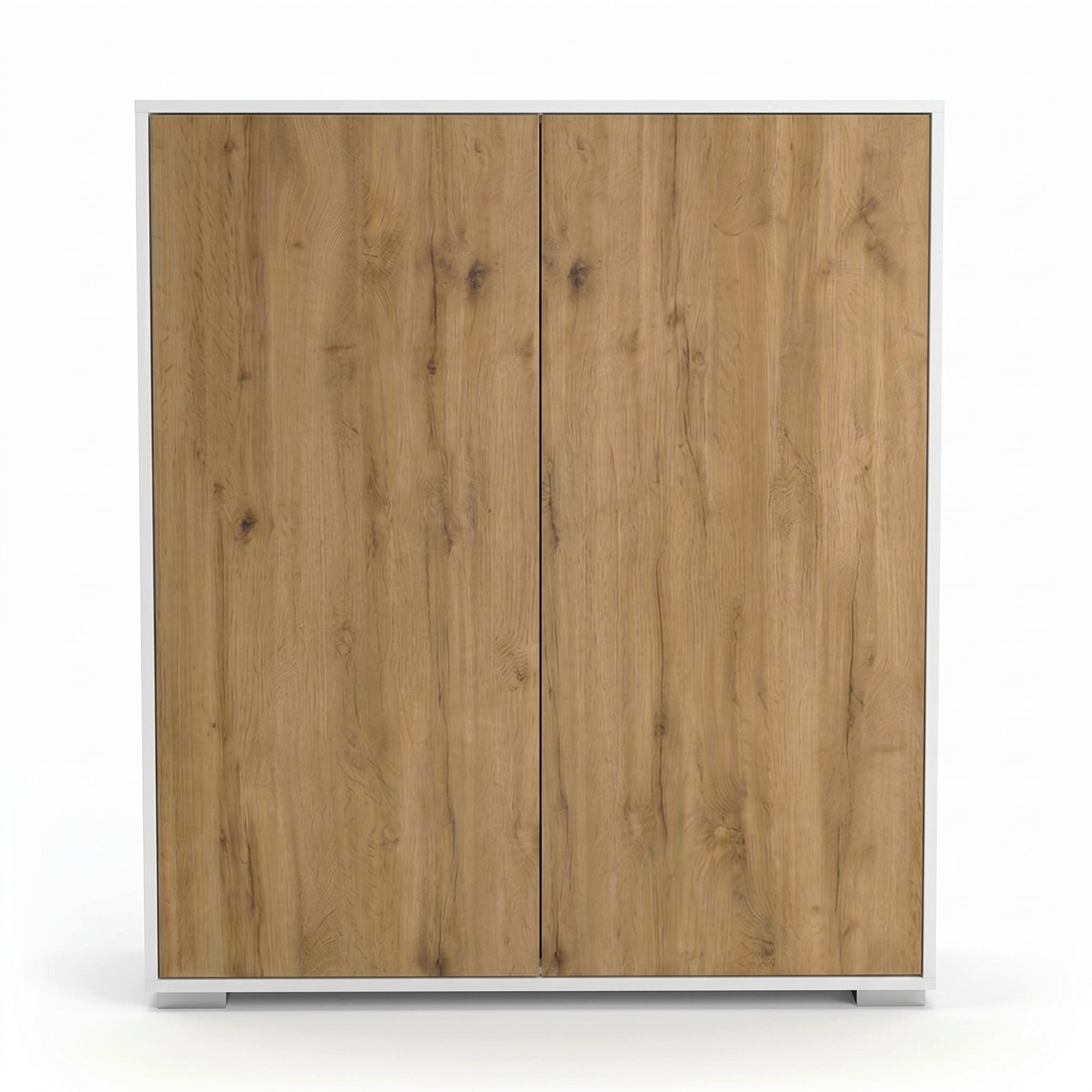 InnoFurn Highboard Elena M1 Weiß (Schrank), Aktenschrank mit Push-to-Open, Made in Germany