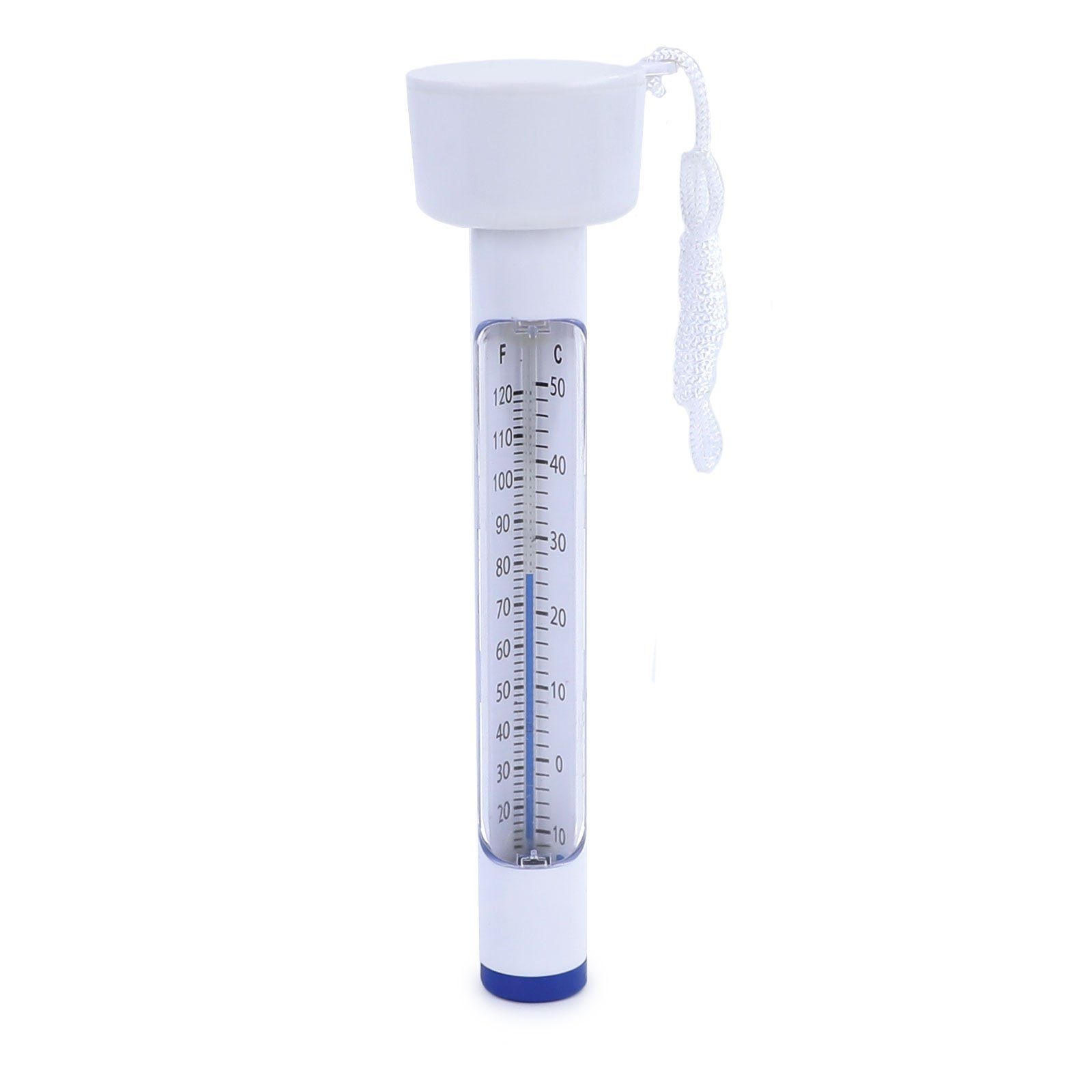 RAMROXX Schwimmthermometer Premium Thermometer für Pool Schwimmbecken Weiss Skala 0-50°C 19cm, Wasser Thermometer für Pool Schwimmbecken