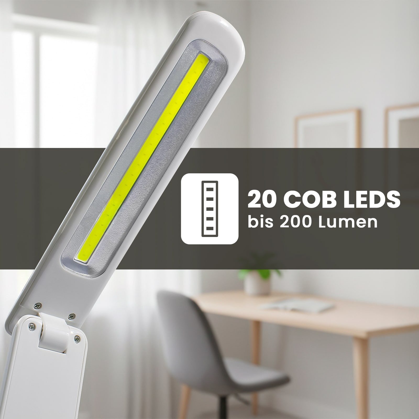 EAXUS LED Schreibtischlampe Moderne Touch Tischleuchte mit 3 Helligkeitsstufen, LED fest integriert, Tageslichtweiß, Stromversorgung über USB oder Batterien