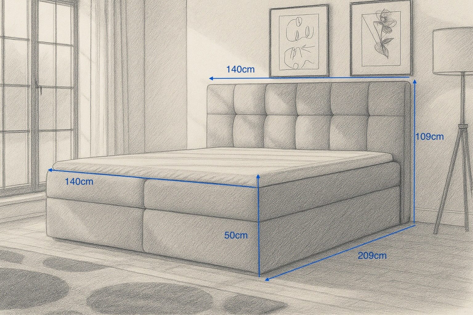 A&J MöbelLand GmbH Boxspringbett REF mit Bettkasten, Topper und gepolstertem Kopfteil. (Boxspringbett mit Bettkasten und gepolstertem Kopfteil. Inclusive Topper !, TOP ANGEBOT), Länge 208cm Höhe 106 cm