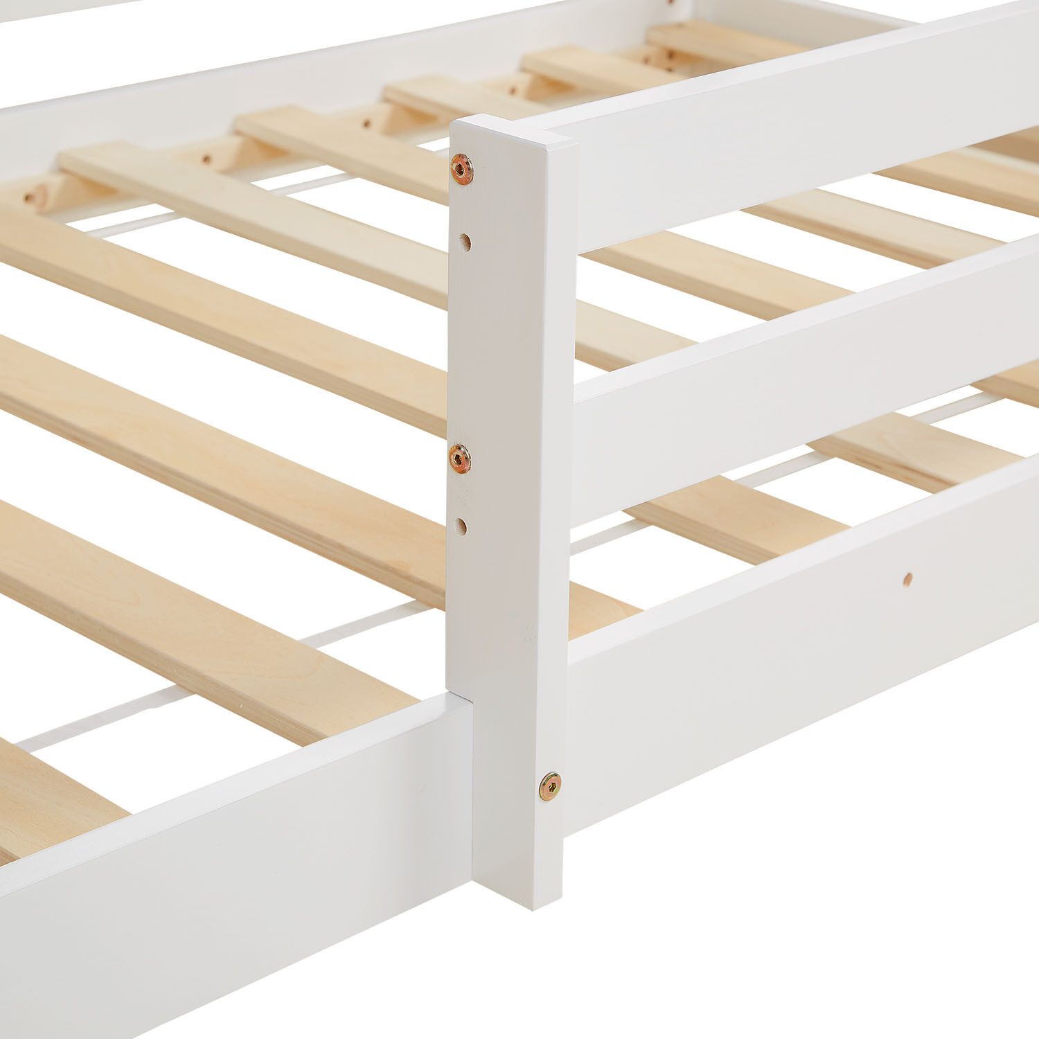 Homestyle4u Hausbett Kinderbett 90x200 Bodenbett mit Lattenrost Rausfallschutz Montessori (Spar-Set, Bettgestell mit Lattenrost und Rausfallschutz) – Bild 2 von 5