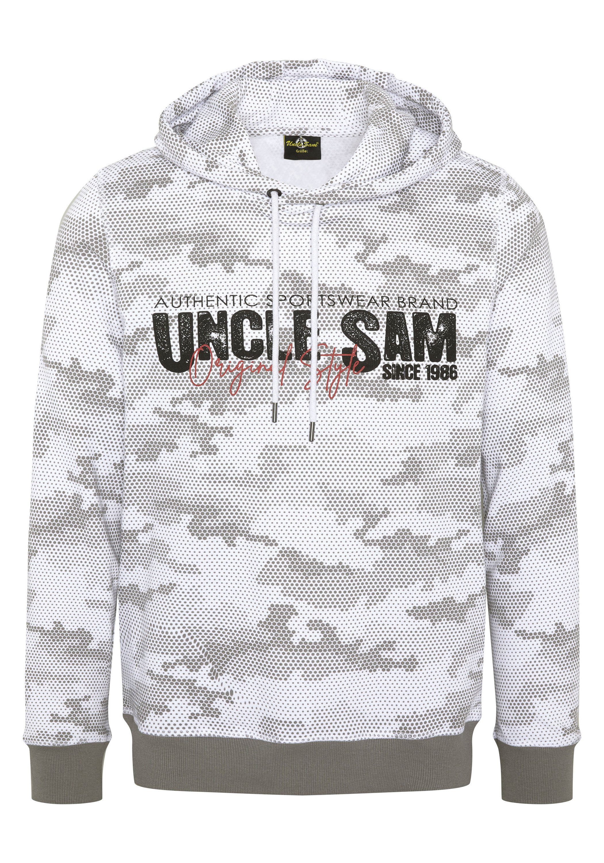 Uncle Sam Kapuzensweatshirt mit Logo Frontprint 1075 White/Medium Grey