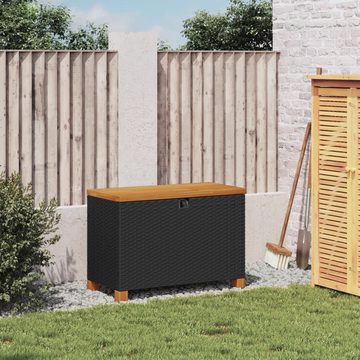 vidaXL Gartenbox Garten-Auflagenbox Schwarz 80x40x48 cm Poly Rattan Akazienholz
