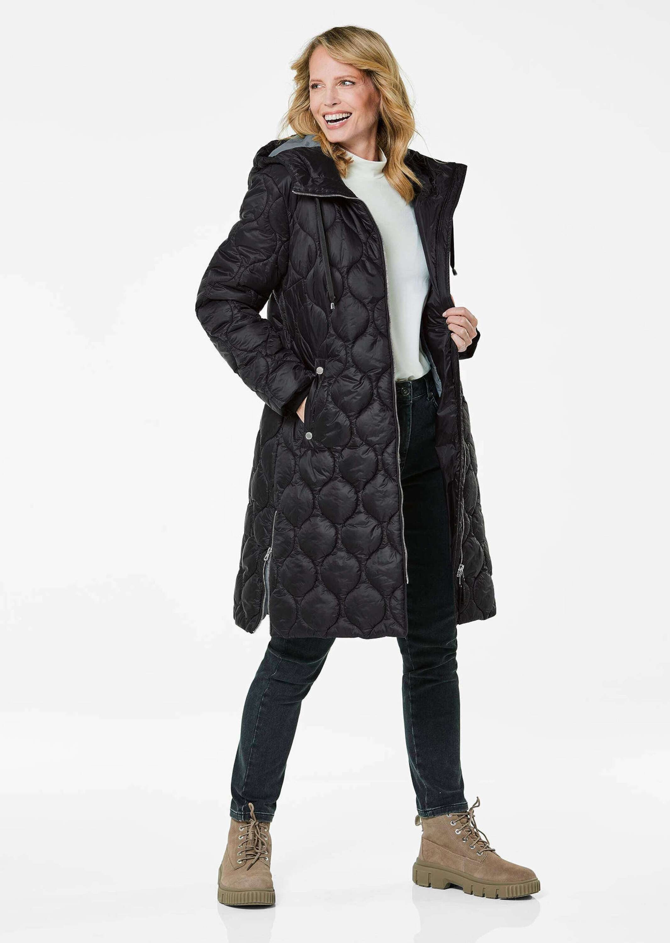 GOLDNER Jerseyblazer Wintermantel mit Stehkragen und Kapuze Wärmende Alltag günstig online kaufen