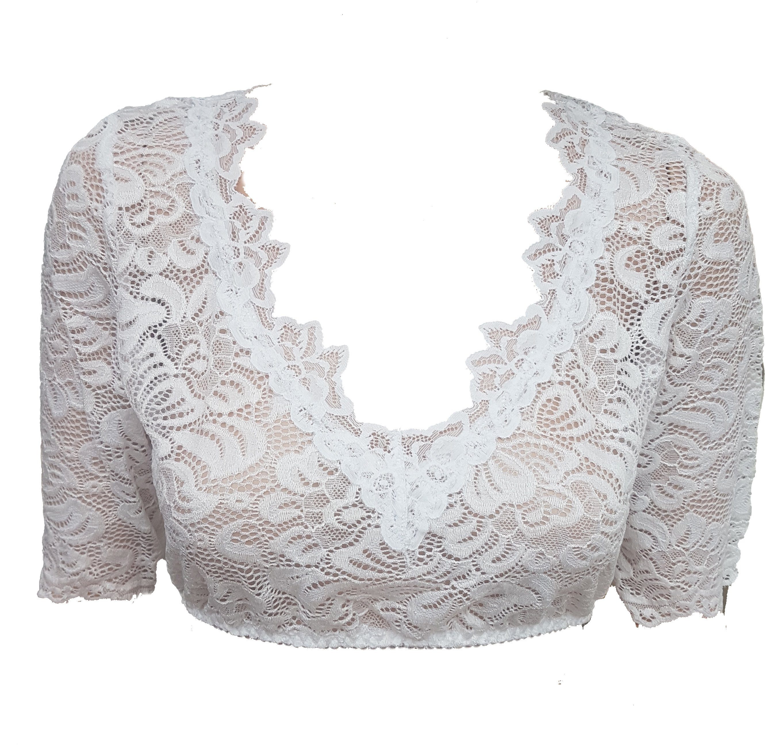 my choice Dirndlbluse Spitzenbluse aus sehr elastischer Spitze Farbe weiß ( günstig online kaufen