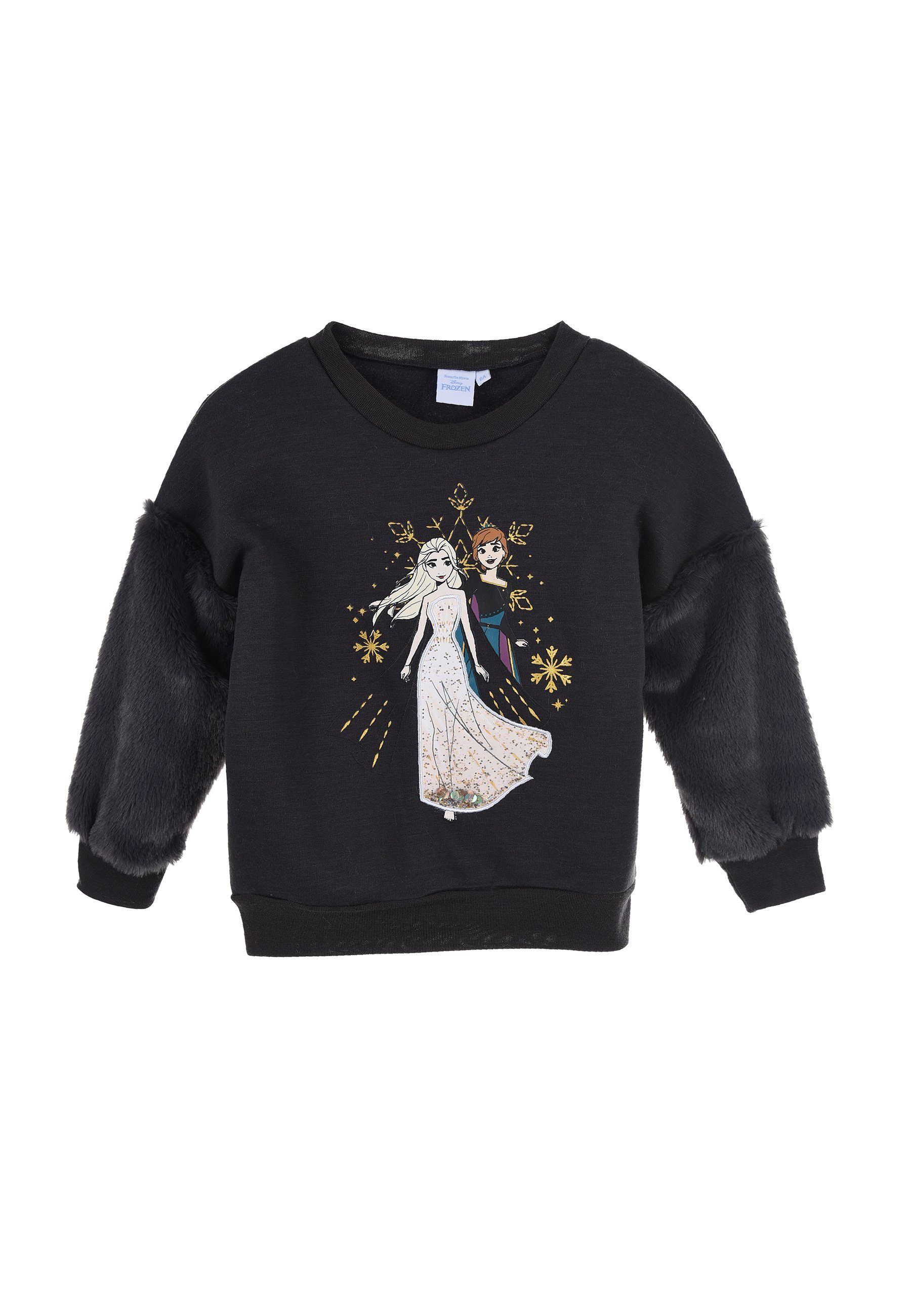 Disney Frozen Sweatshirt Eiskönigin Anna & Elsa Pullover langarm Pulli Oberteil, leichtes Innenfutter