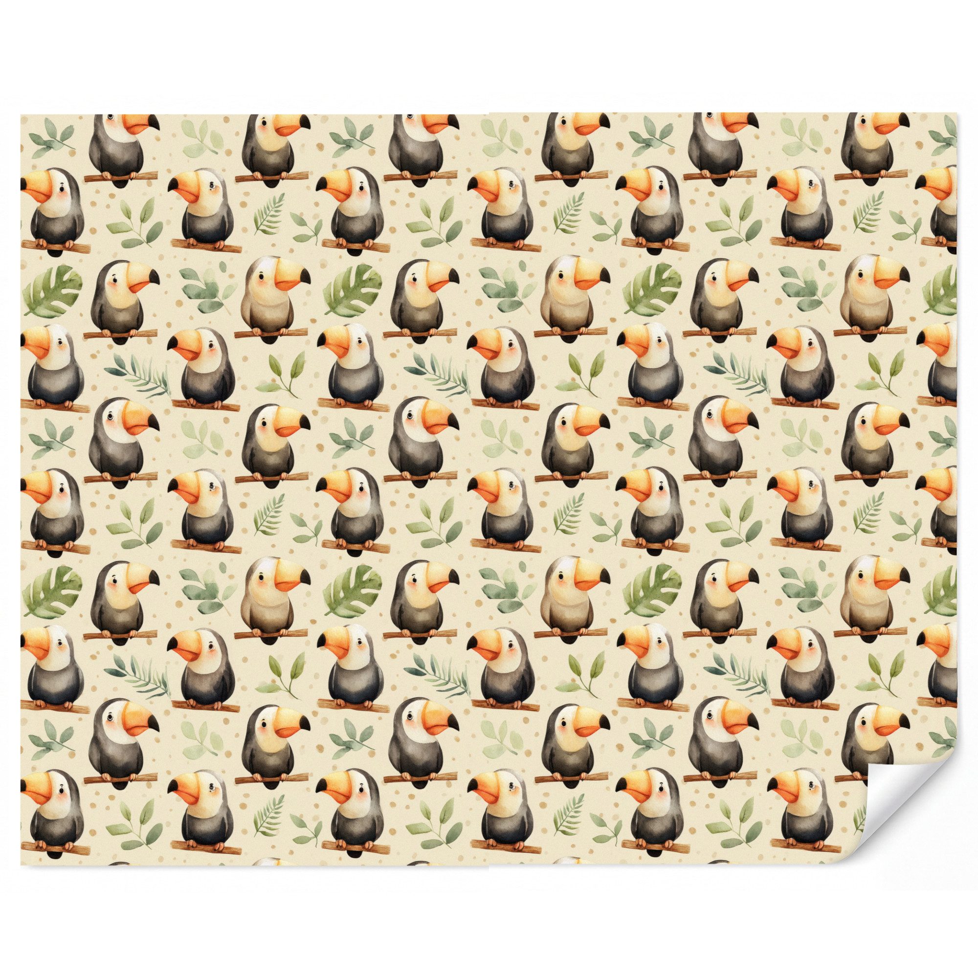 OnlyWow Fototapete Kinderzimmer - Tukane - Exotisch - Farbenfroh, Matt, bedruckt, Wanddekoration, Wandtapete, Schlafzimmer 260x220cm