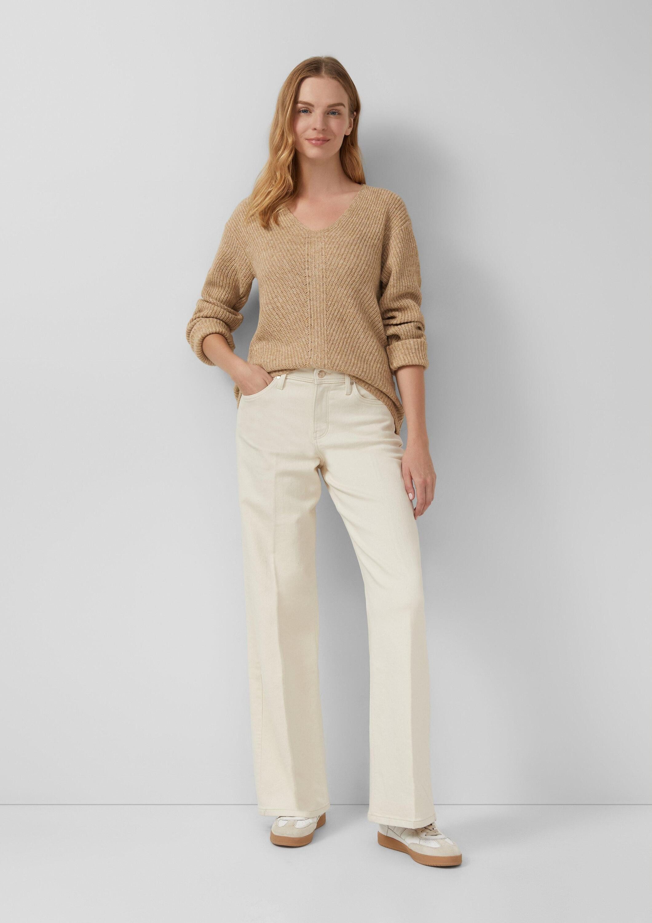 s.Oliver Longpullover Strickpullover Weicher Strickpullover im Relaxed Fit mit V-Ausschnitt