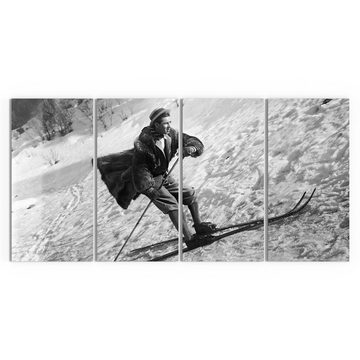 DEQORI Glasbild 'Casanova auf Skiern', 'Casanova auf Skiern', Glas Wandbild Bild schwebend modern