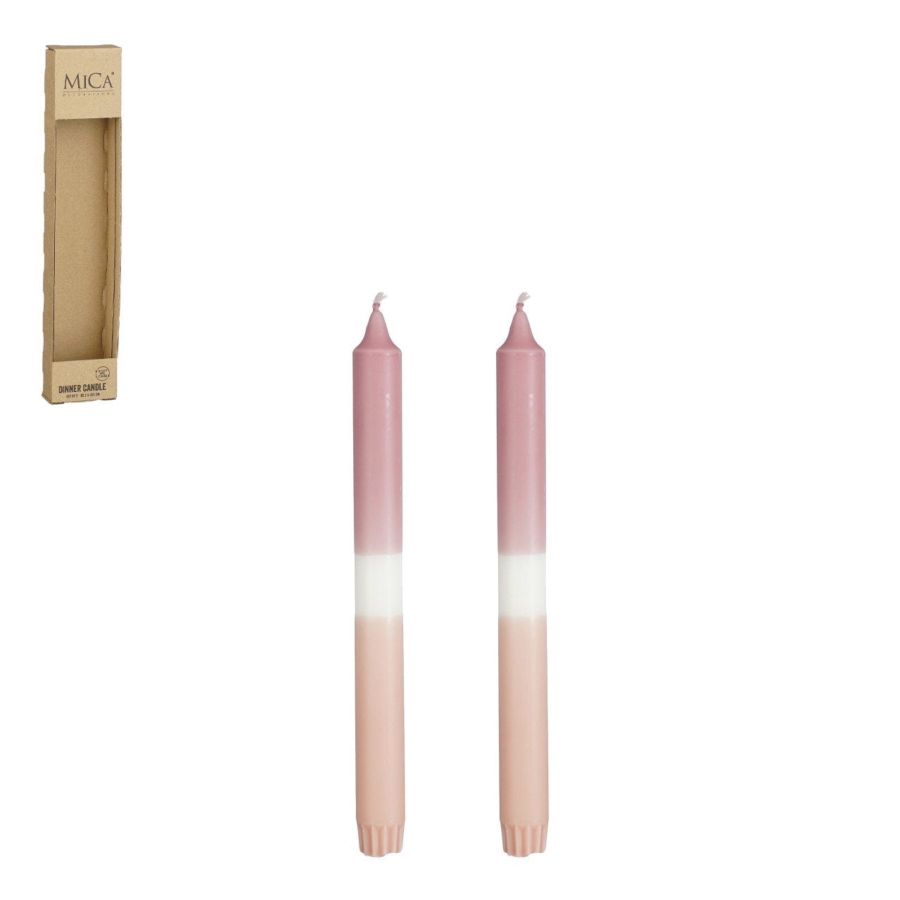 Spitzkerze Mica Spitzkerzen Dip-dye Stearin rosa 2 Stück 2,2