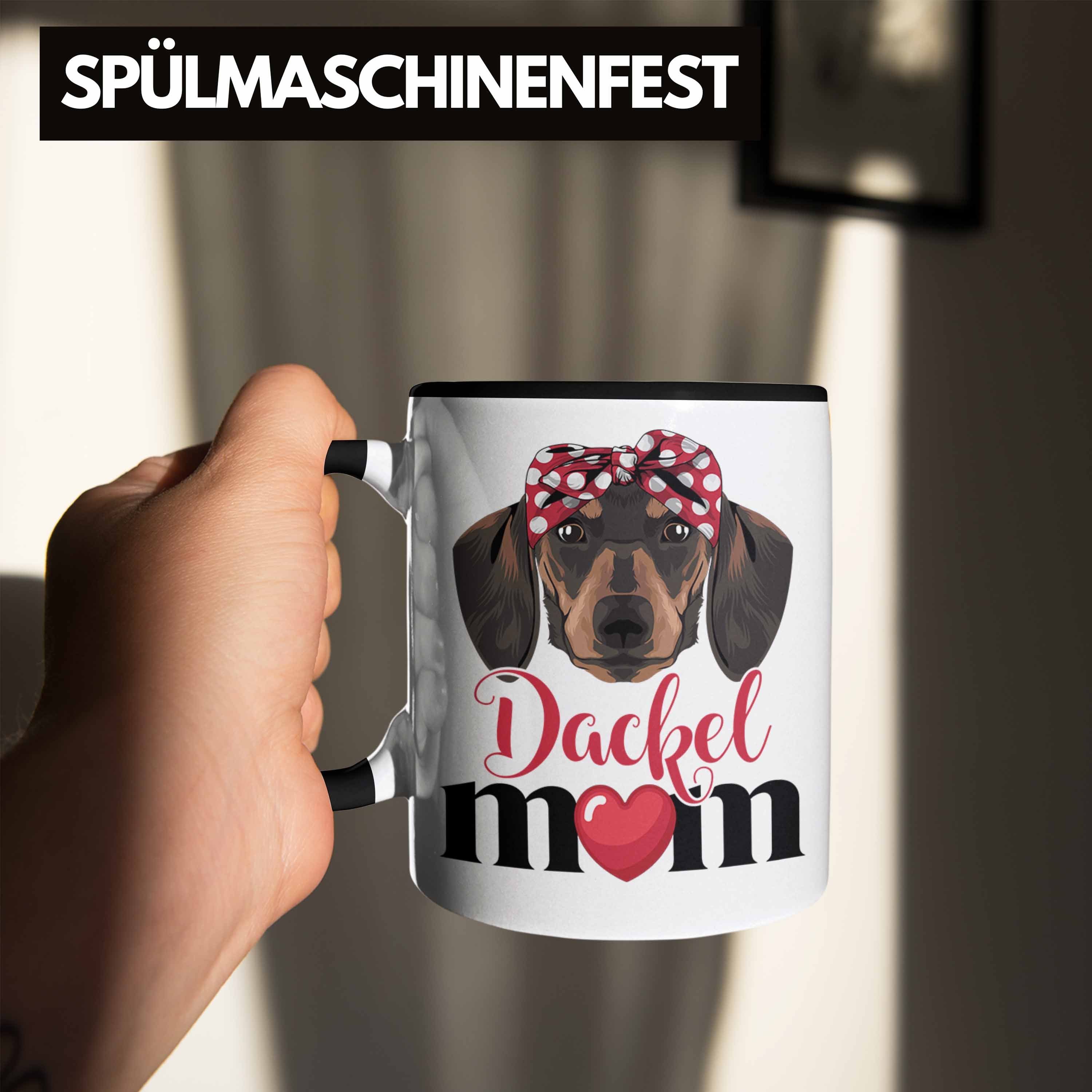 Schwarz Dackel-Besiterin Geschenk Trendation Geschen Frauchen Tasse Tasse Grafik Dackel Mom für