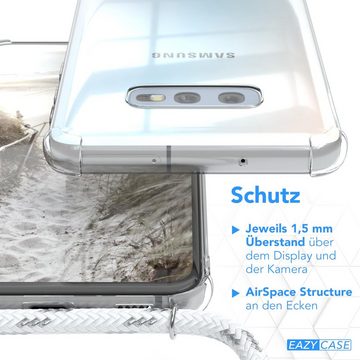 EAZY CASE Handykette Hülle mit Kette für Samsung Galaxy S10e 5,8 Zoll, Hülle Smartphonekette für Unterwegs Festivalhülle Transparent Weiß