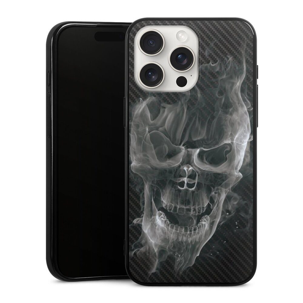Handyhülle Totenkopf Schädel Carbon Smoke Skull Carbon