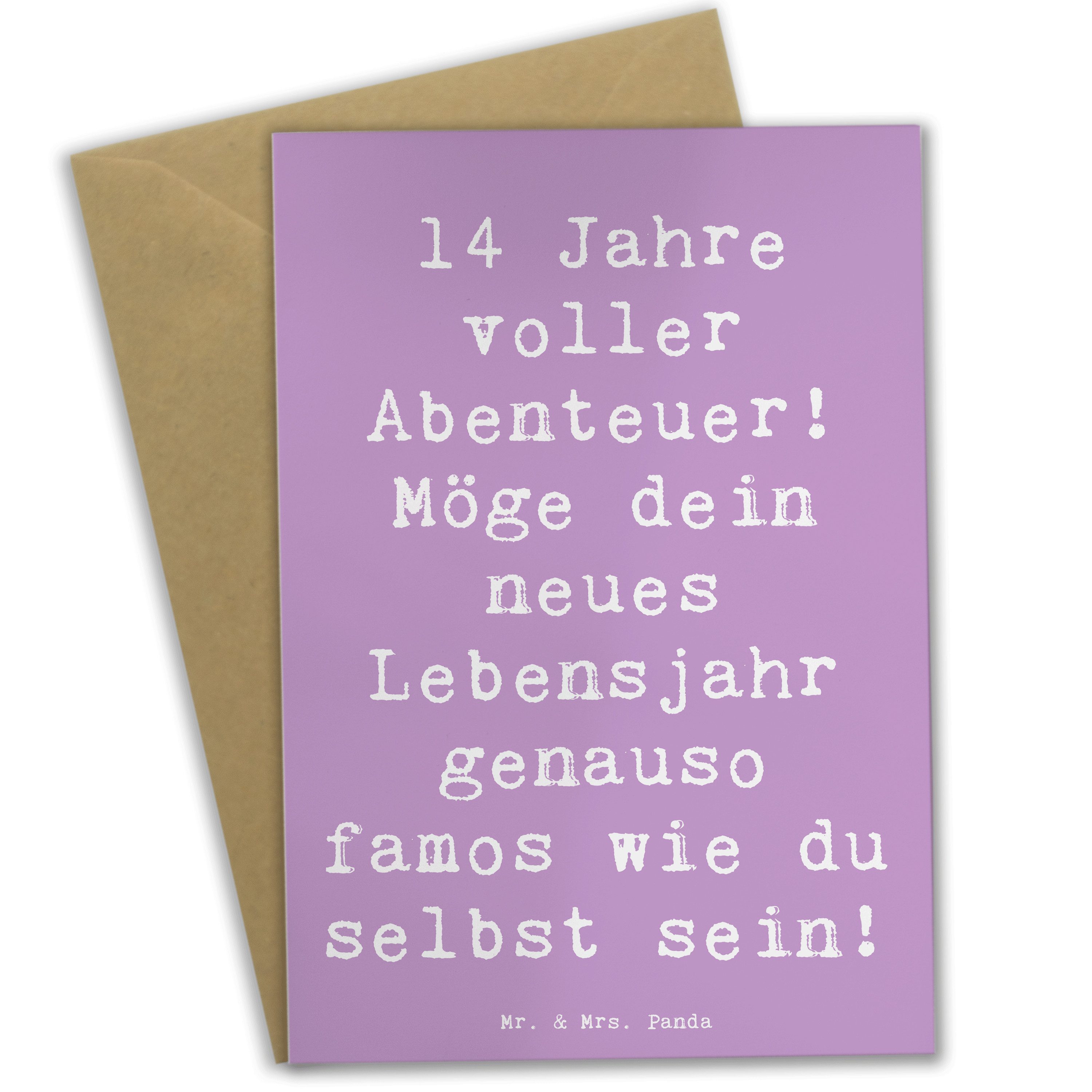 Grußkarte Spruch 14. Geburtstag Abenteuer - Lavendeltraum - Geschenk, Geburtsta