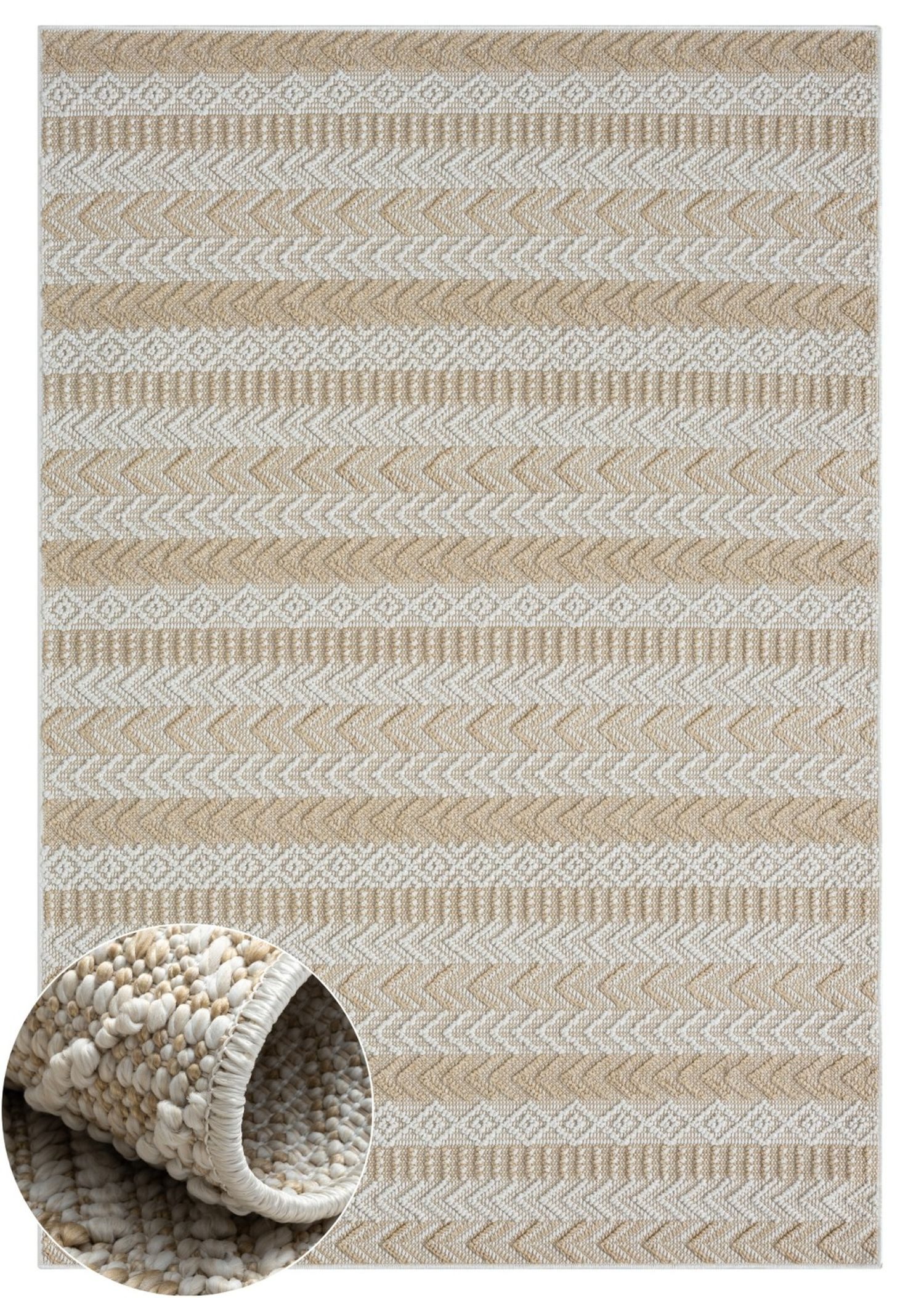 Wohnando Teppich MY-RUG Outdoor-Teppich "Carrie" 150x80 cm, beige, rechteckig, Höhe: 8 mm, im schönem Boho-Stil, Sisal-Optik, weich, für Garten und Balkon
