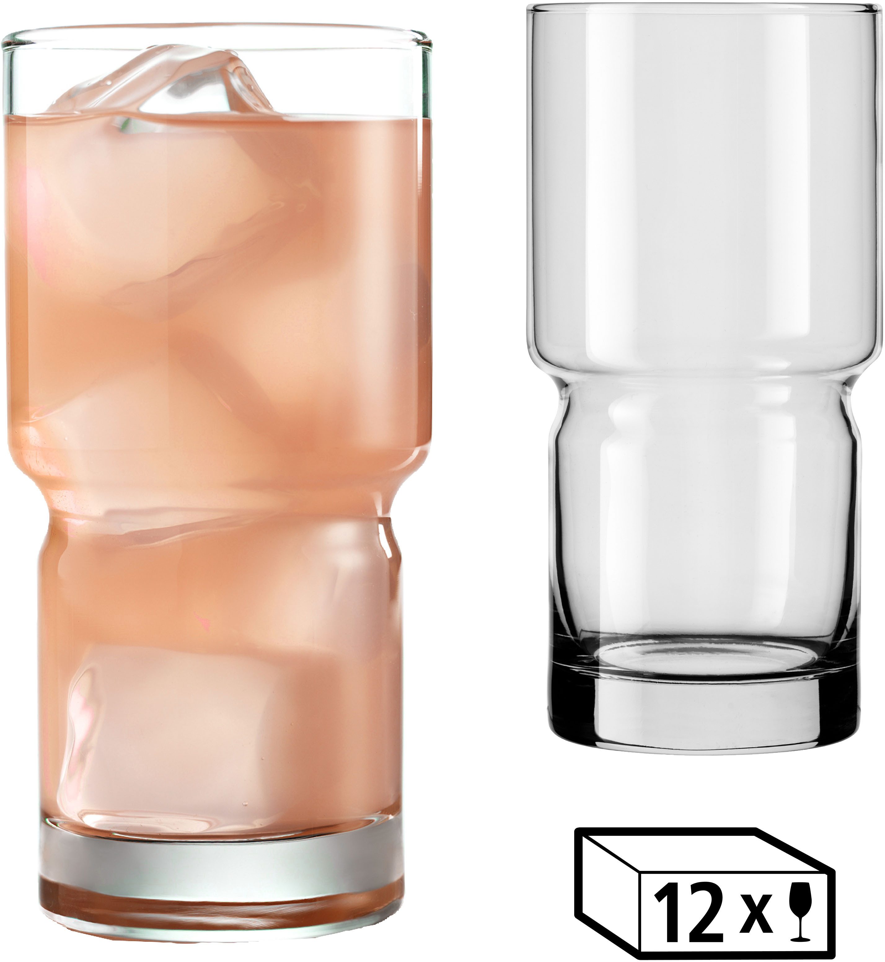 LIBBEY Gläser-Set Cooler Glas -NEWTON- 592 ml, Ø: 8 cm, H: 16,5 cm, 12er Set, 12-tlg., Glas, hochwertig verarbeitet, im modernen Design
