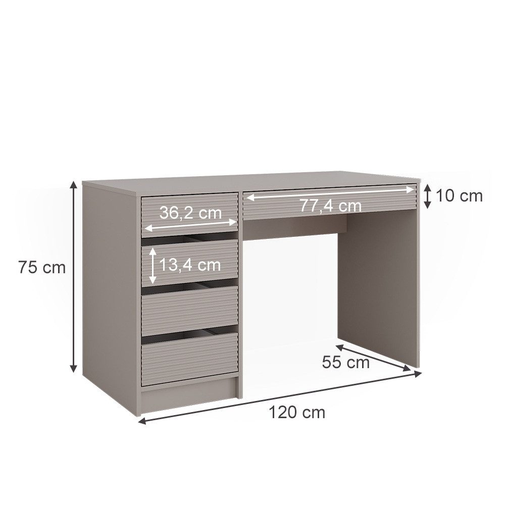 Vicco Schminktisch Sherry, Cashmere, 120 cm ohne Spiegel