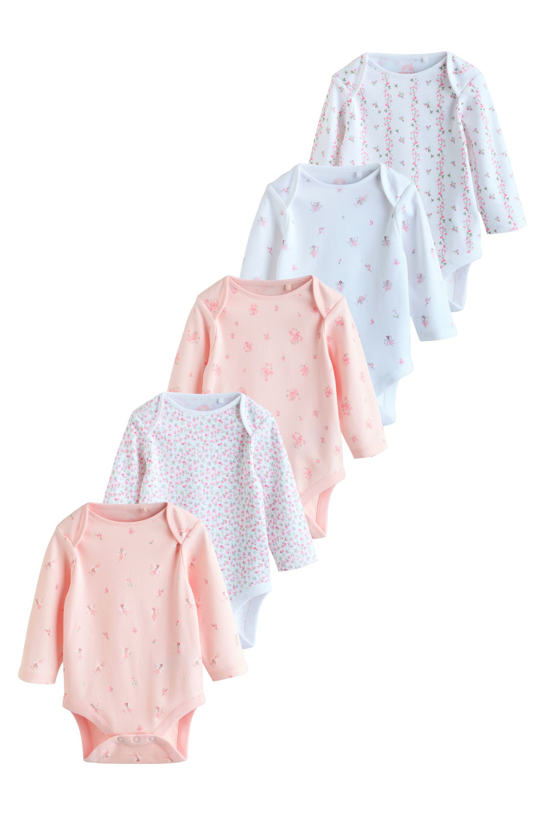 Next Langarmbody Langärmelige Baby-Bodysuits, 5er-Pack (5-tlg)