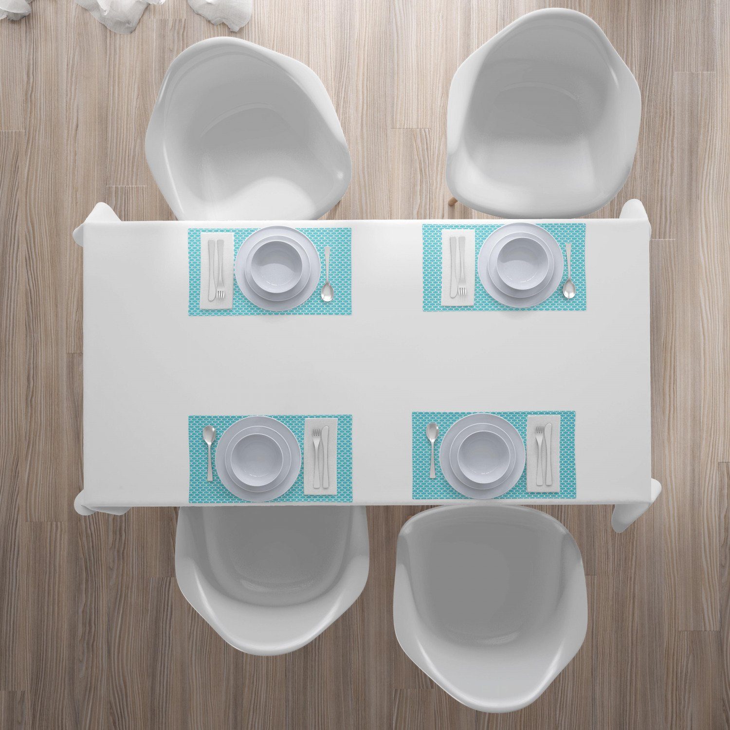 Küche Waschbare Aquatic 4 Abakuhaus, (4-teilig, Stoff Set Teilig-St., Esszimmer geometrische Platzset, Hexagons abstrakte aus Digitaldruck, Tischdekorations 4x),