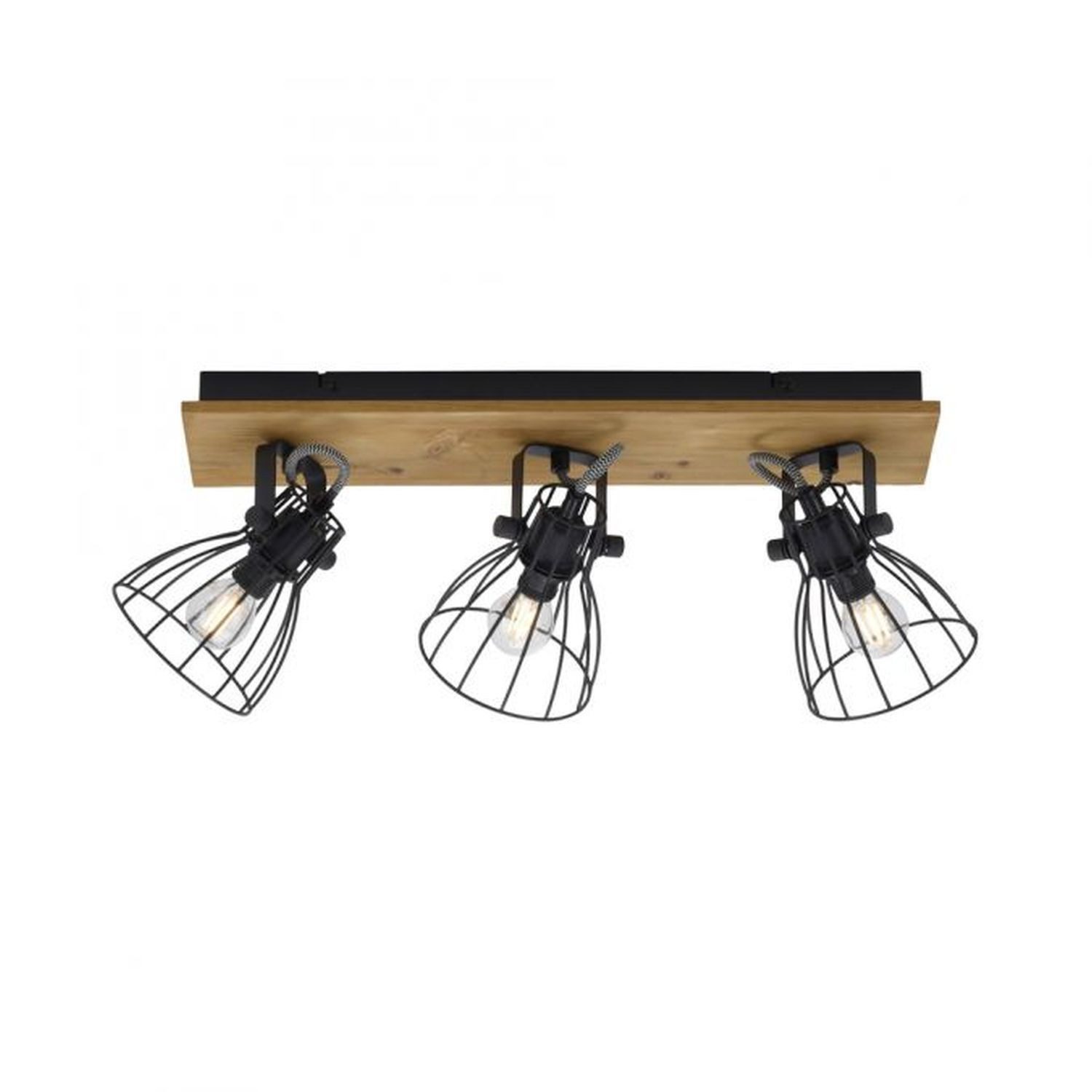Licht-Erlebnisse Deckenstrahler DIDAM, ohne Leuchtmittel, Metall E14 verstellbar Schwarz Natur 3-flammig eckig Industrie Design