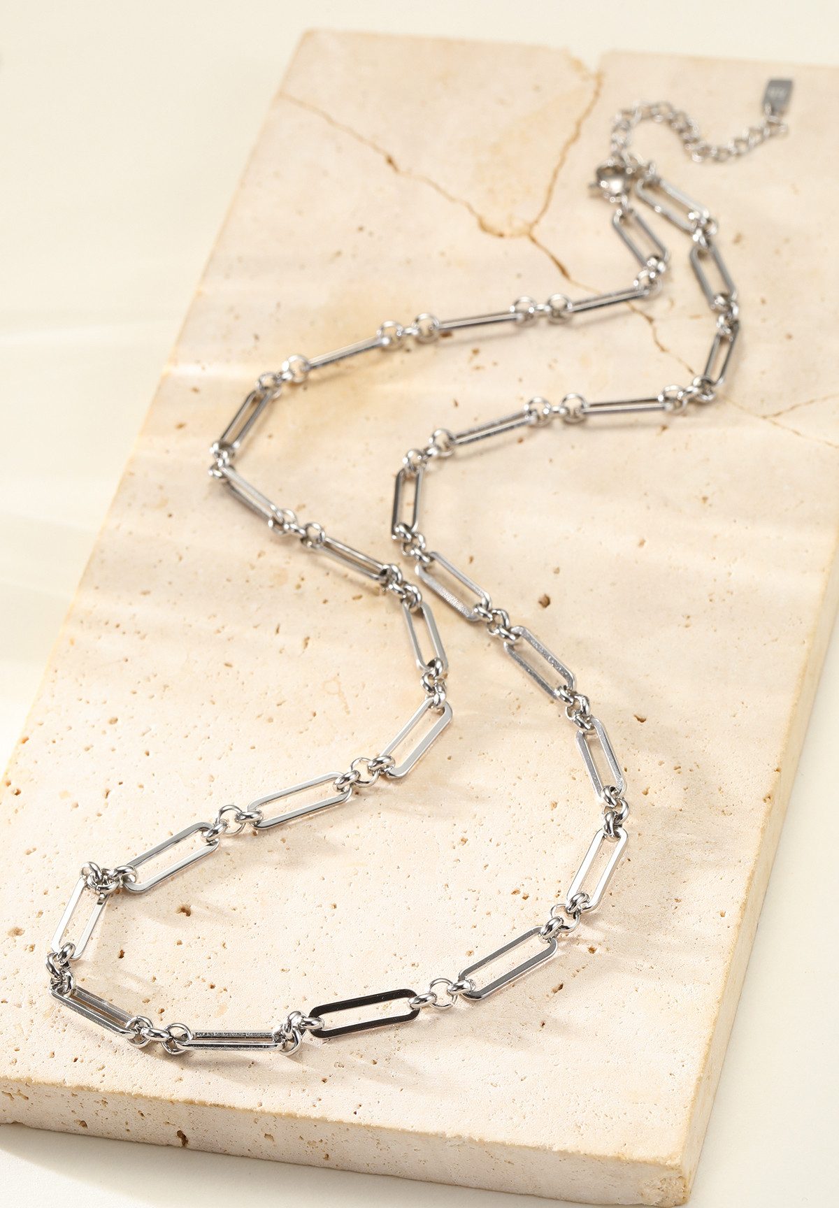 Hey Happiness Gliederkette Rechteck Clip, Herren Statementkette, Unisex Paperclip Kette ohne Anhänger zum Kombinieren, wasserfest