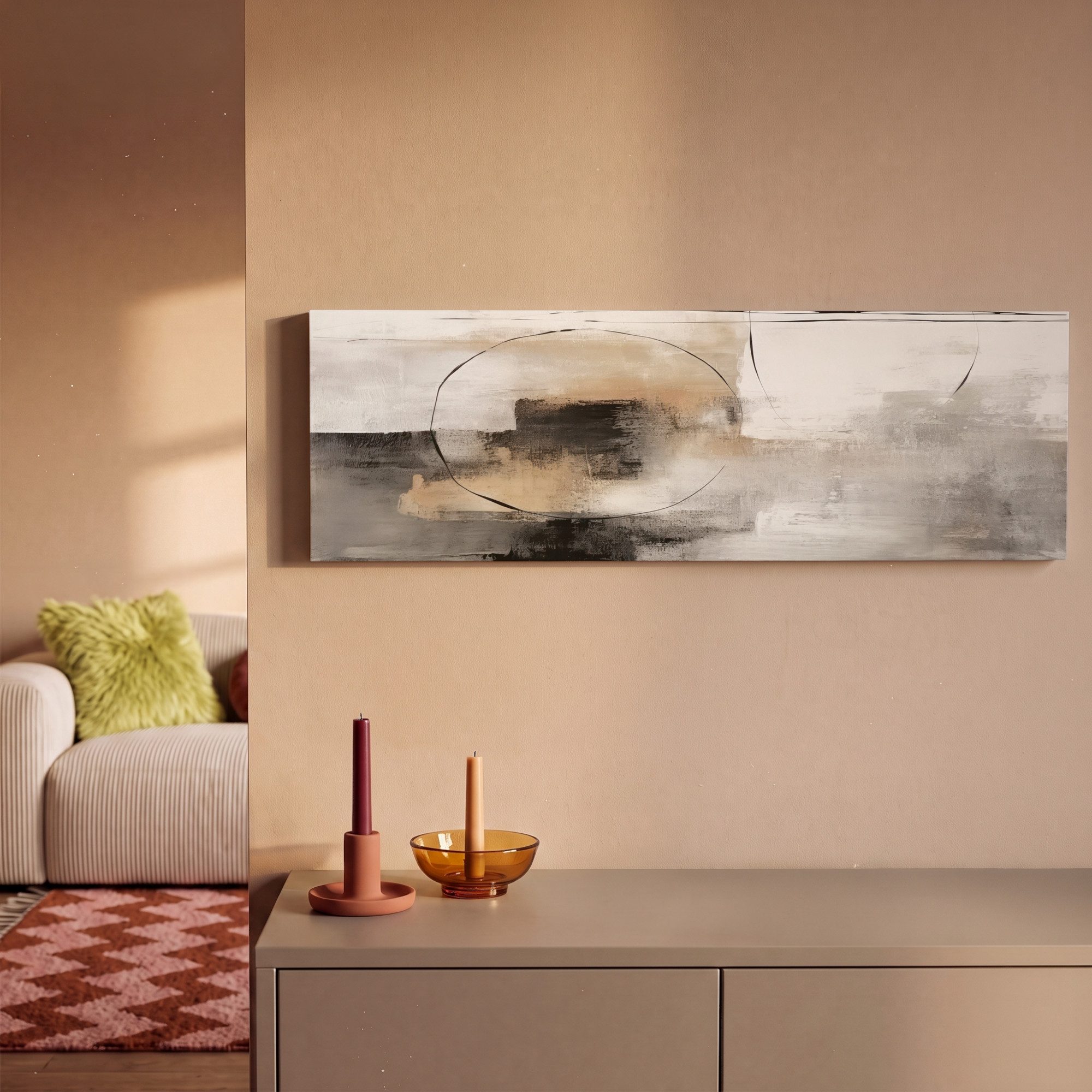 OneMillionCanvasses® Leinwandbild Panorama Kunst - Abstrakt - Grau - Industriell, Fotodruck (1 St), Wandbild, Deko Schlafzimmer Wohnzimmer Flur 60x20 cm – Bild 2 von 5