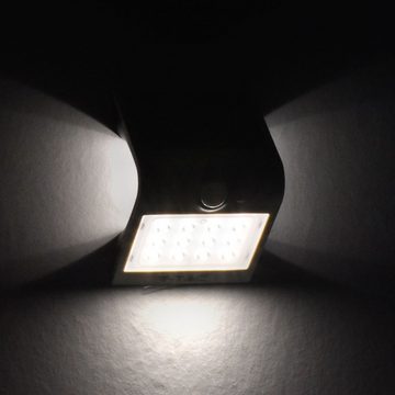 V-TAC LED Solarleuchte, LED-Leuchtmittel fest verbaut, Neutralweiß, 2er LED Solar Außen Wandleuchte Bewegungsmelder Grundstück Lampe