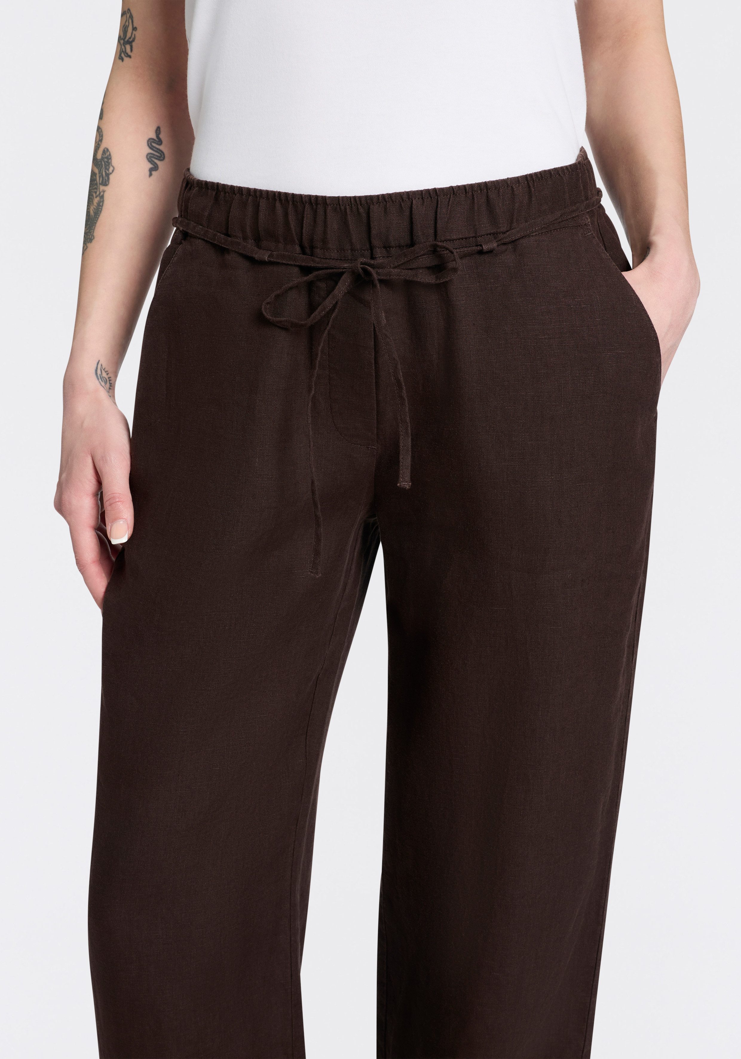 MAC Leinenhose CHIARA BELT Sommerhose Wide Fit, mit geradem, weitem Bein – Bild 4 von 5