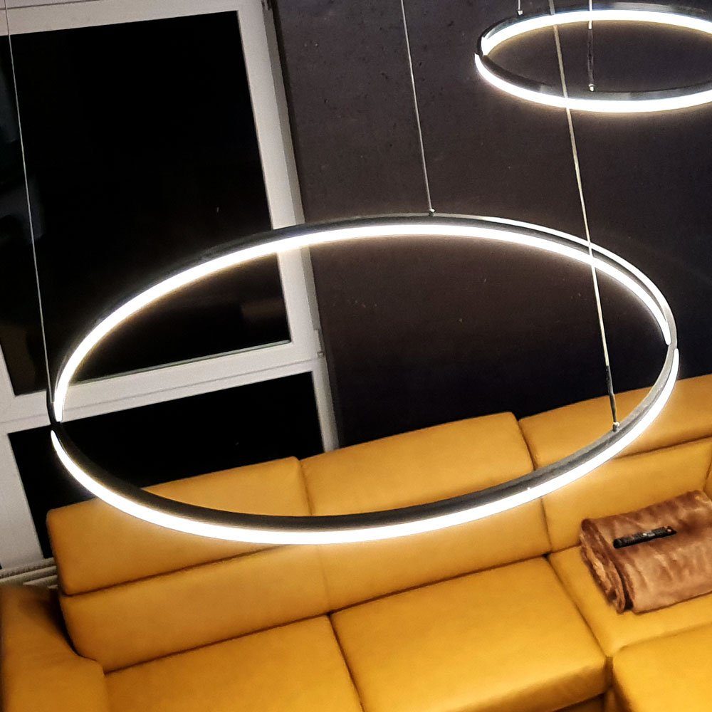 s.luce Pendelleuchte LED Hängeleuchte Ring Aufhängung 5m Schwarz, 150 Warmweiß