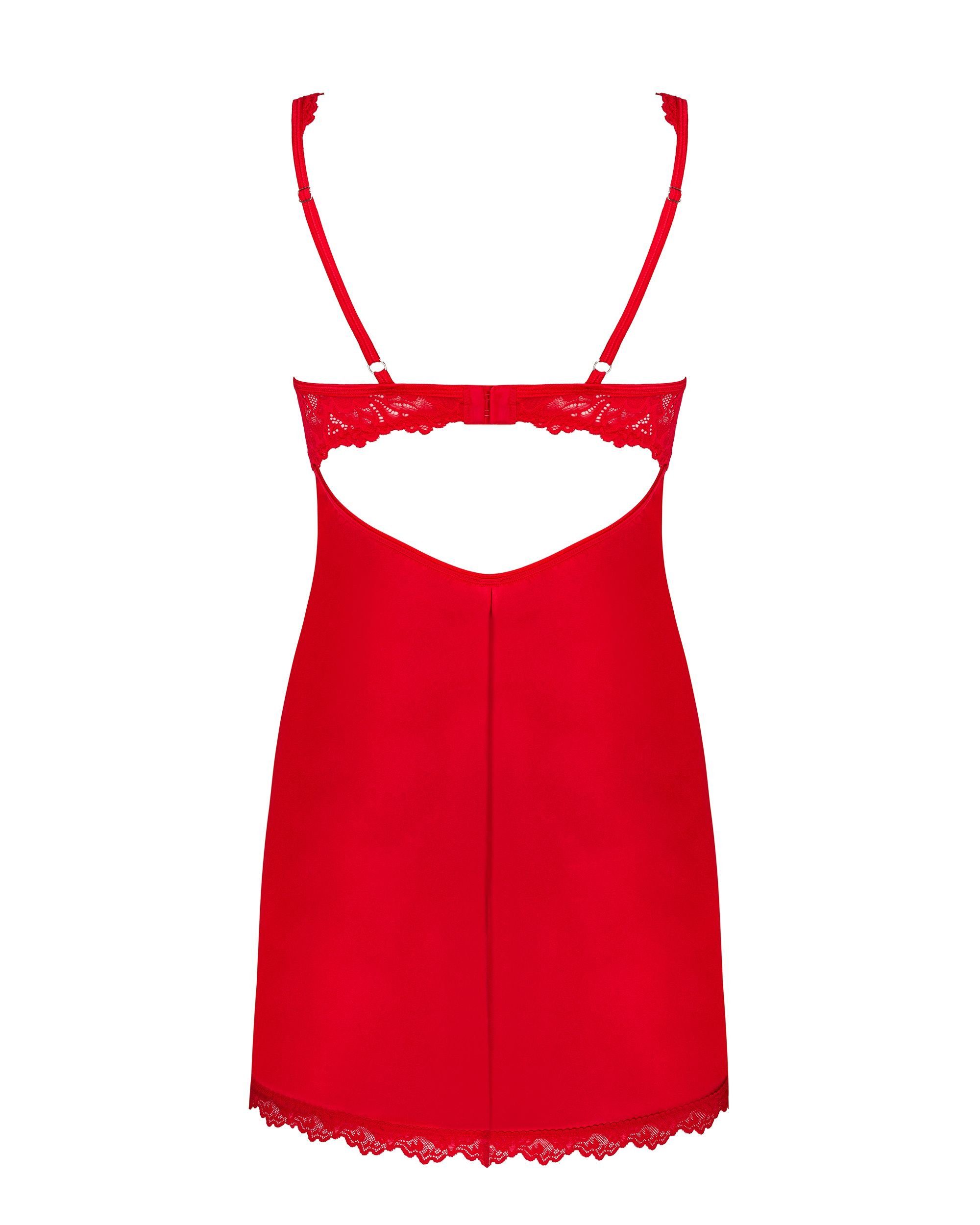 Obsessive Negligé Negligee in rot mit Spitze rückenfrei (2-tlg)