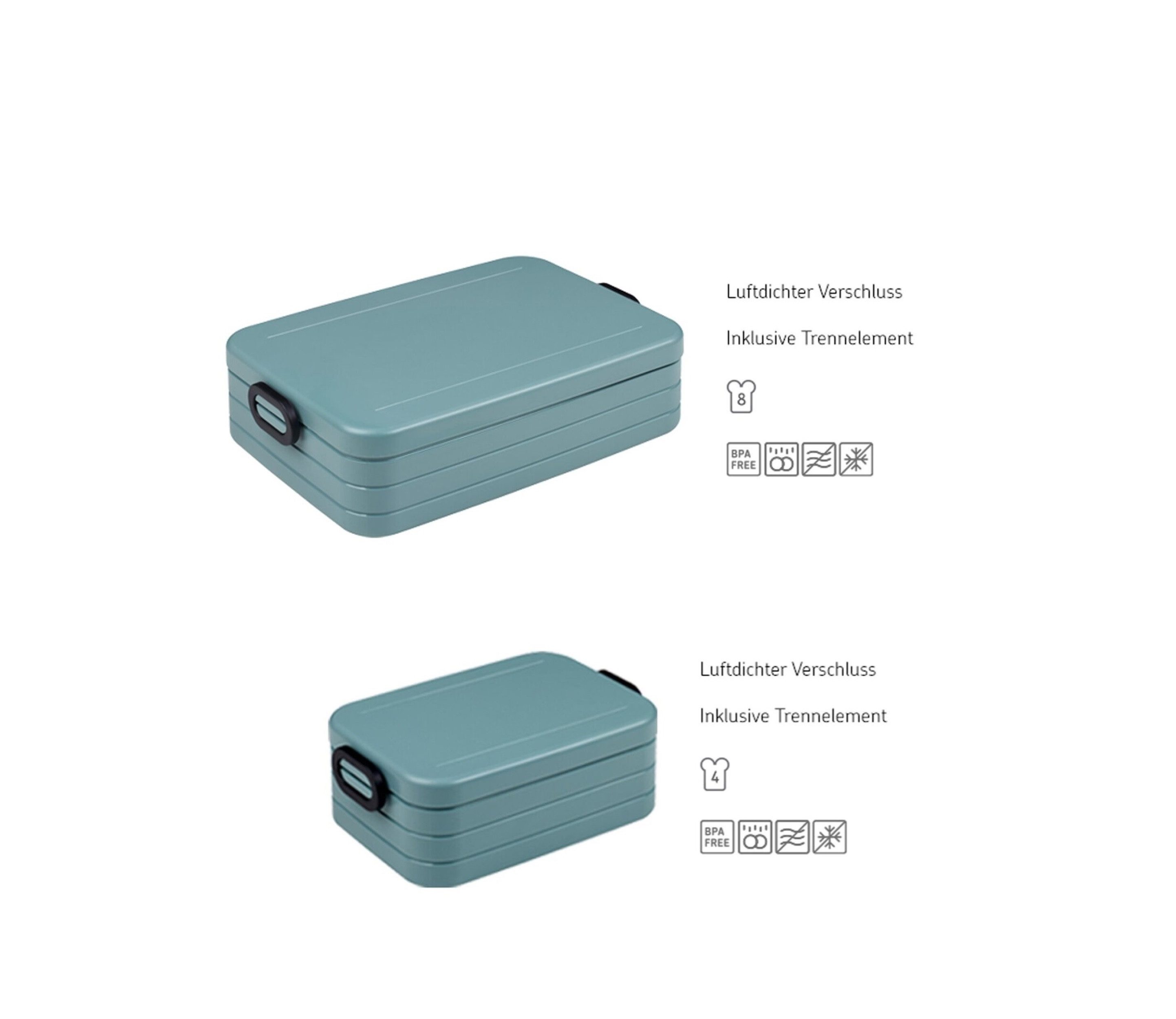 Mepal Lunchbox Lunchbox Set 2-tlg mit Trennwand, groß/klein, ideal für Mealprep, Spülmaschinenfest, ABS, Vivid Green