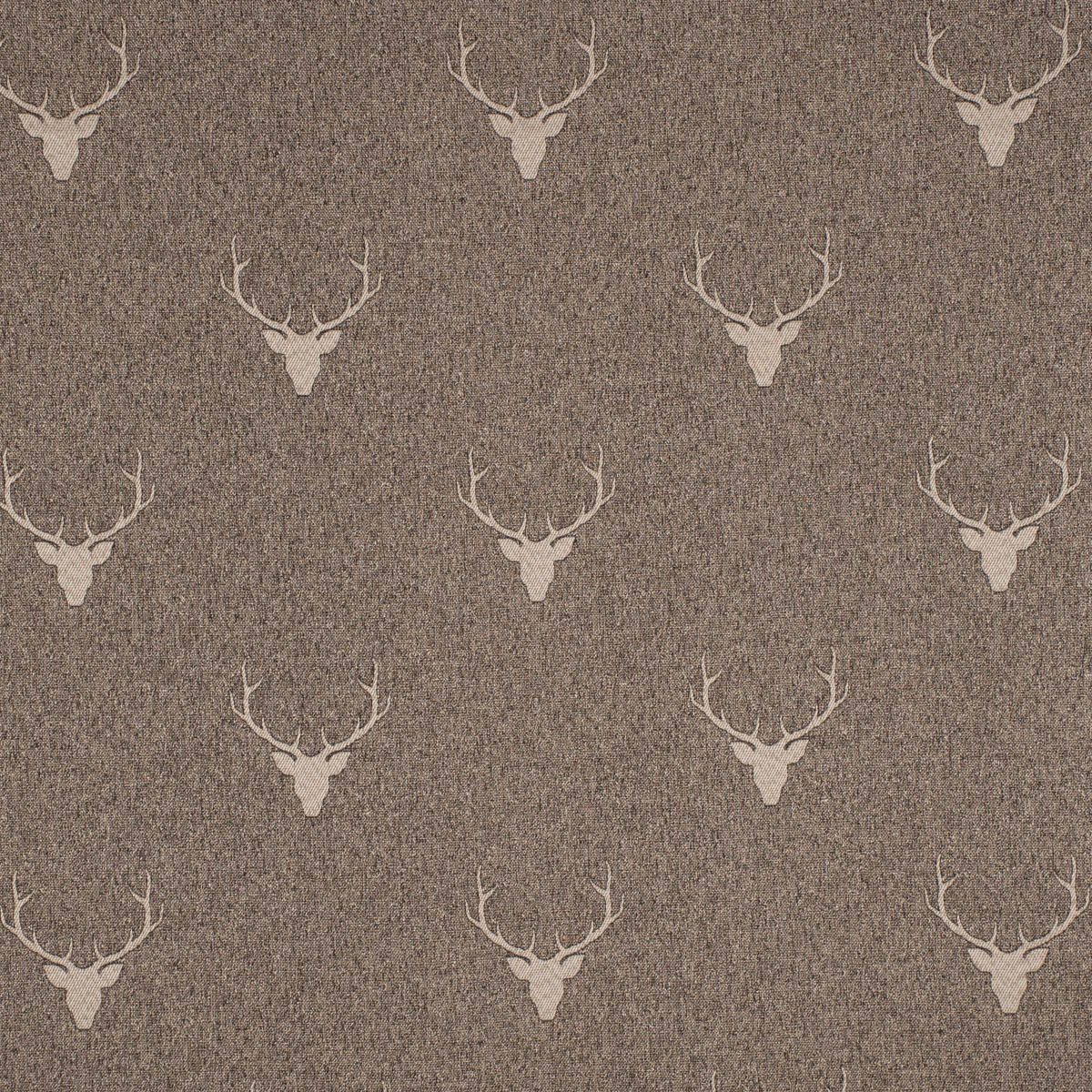 SCHÖNER LEBEN. Tischläufer Jacquard Hirschkopf Geweih braun beige, handmade