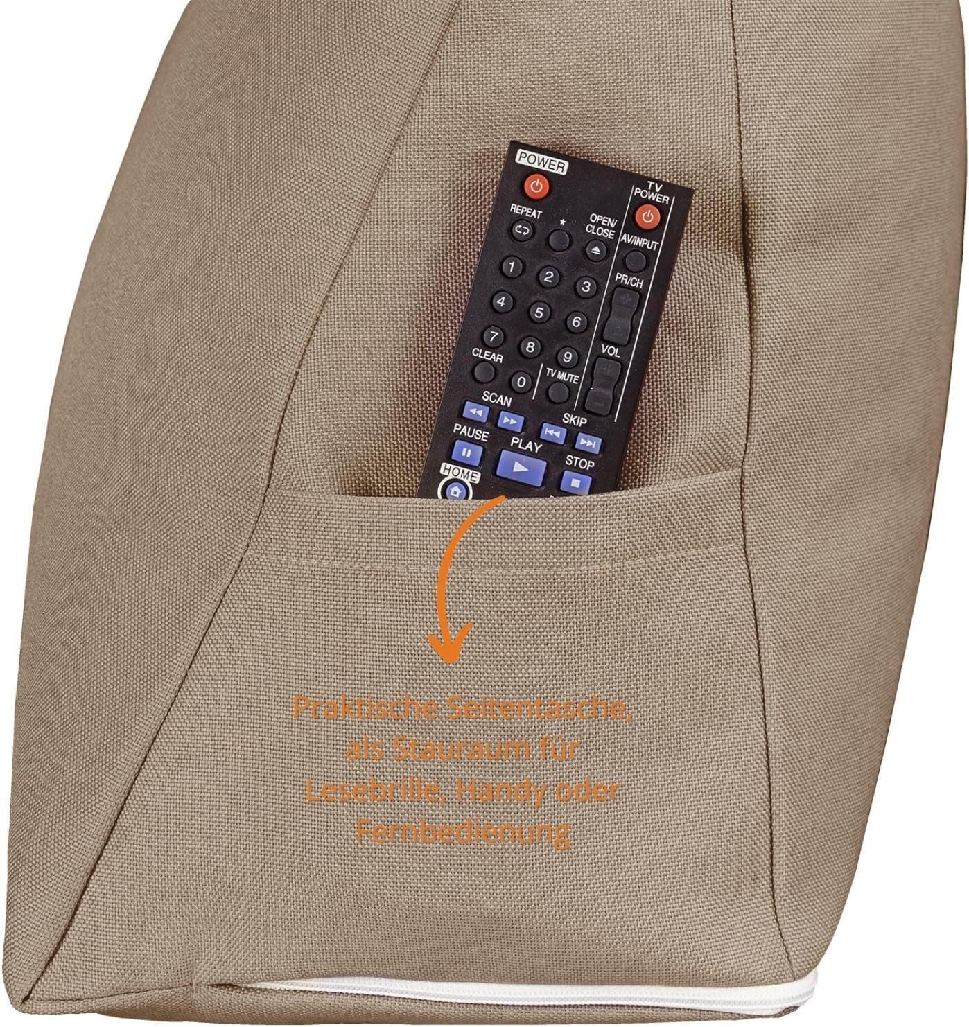 sleepling Keilkissen, Seitentasche, Multifunktional, perfekt zum Lesen und Fernsehen