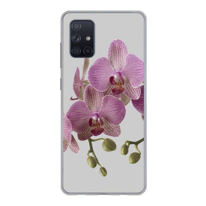 MuchoWow Handyhülle Orchideen auf grauem Hintergrund Handyhülle Samsung Galaxy A51 5G Smartphone-Bumper Print Handy