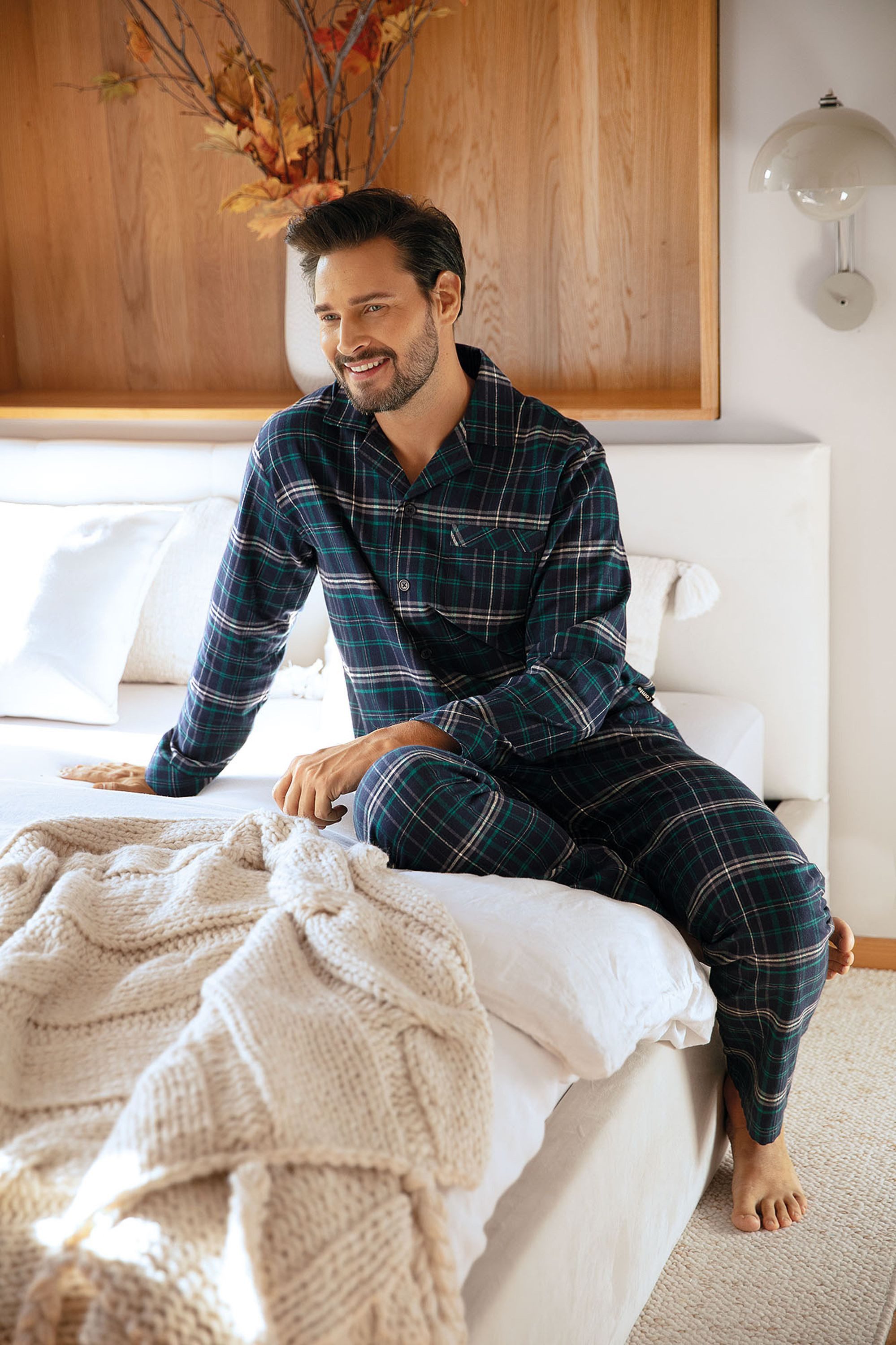 Comte Schlafanzug Gentle Frost (Set, 2 tlg., 2-teilig) Herren Pyjama lang Langarm Webflanell auch große Größen