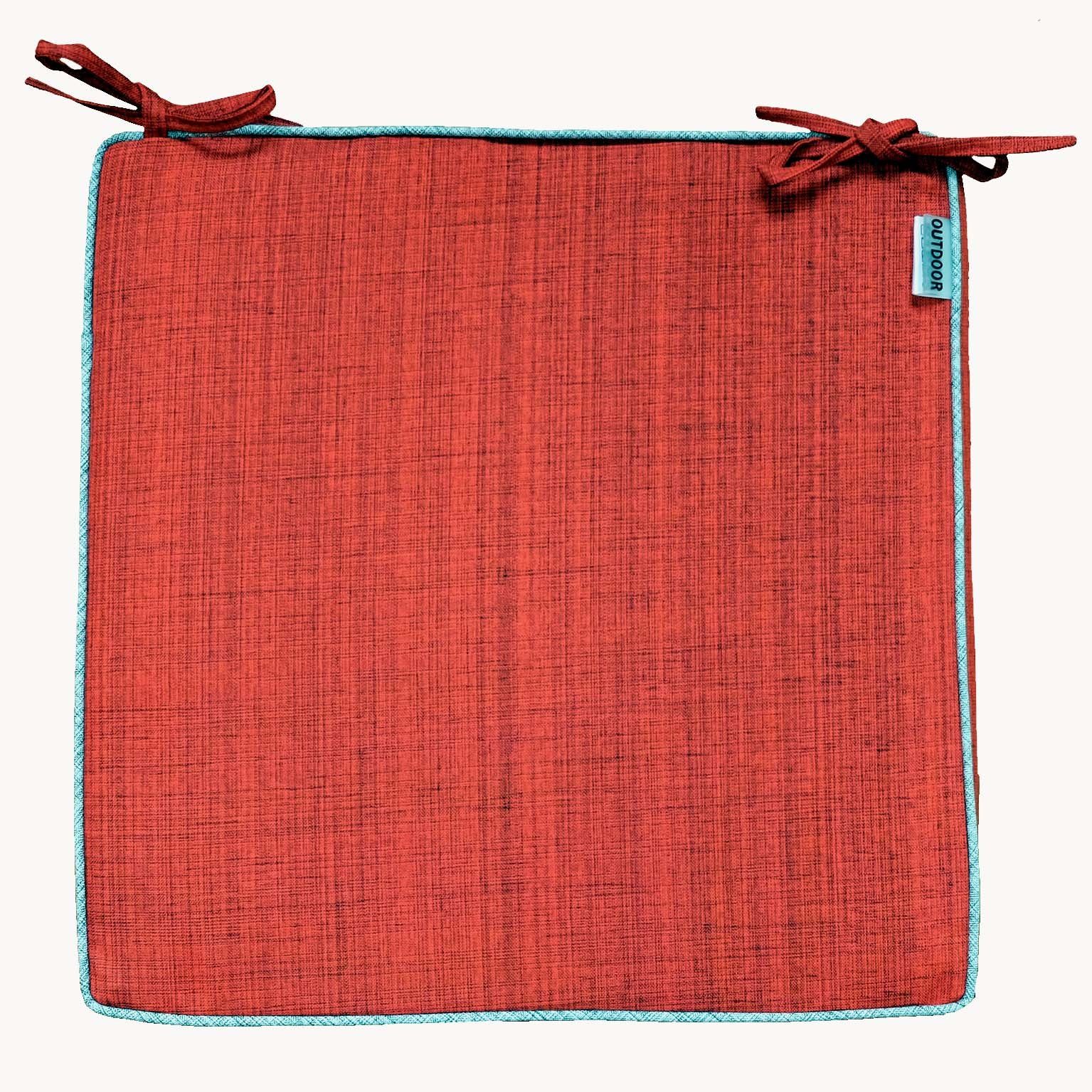 TextilDepot24 Sitzkissen Sitzkissen 42 x 42 cm meliert Outdoor wetterbeständig, 2er Set rot