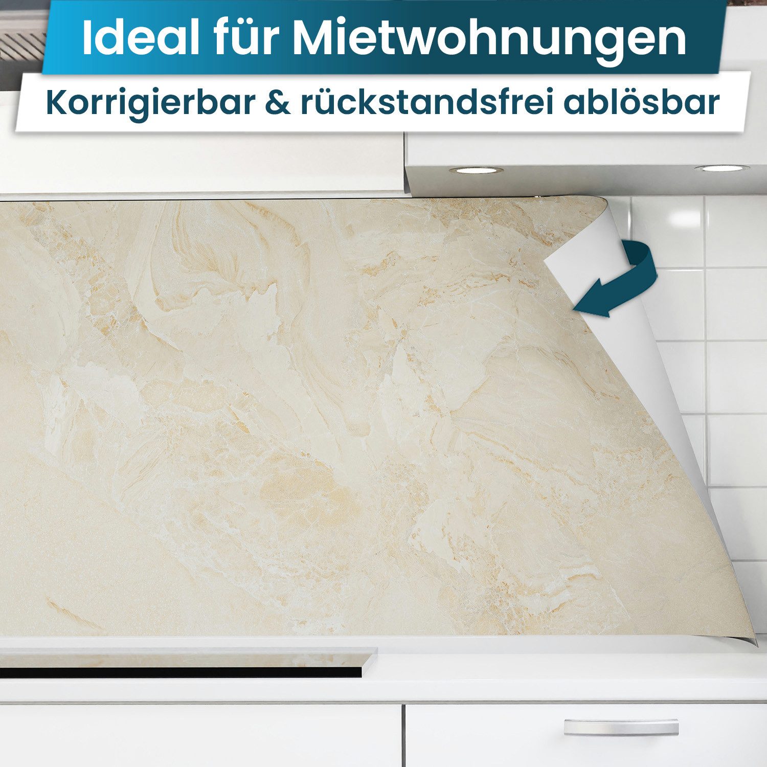 danario Küchenrückwand Folie selbstklebend - Matt - Spritzschutz Küche - versteift & robust – Bild 3 von 5