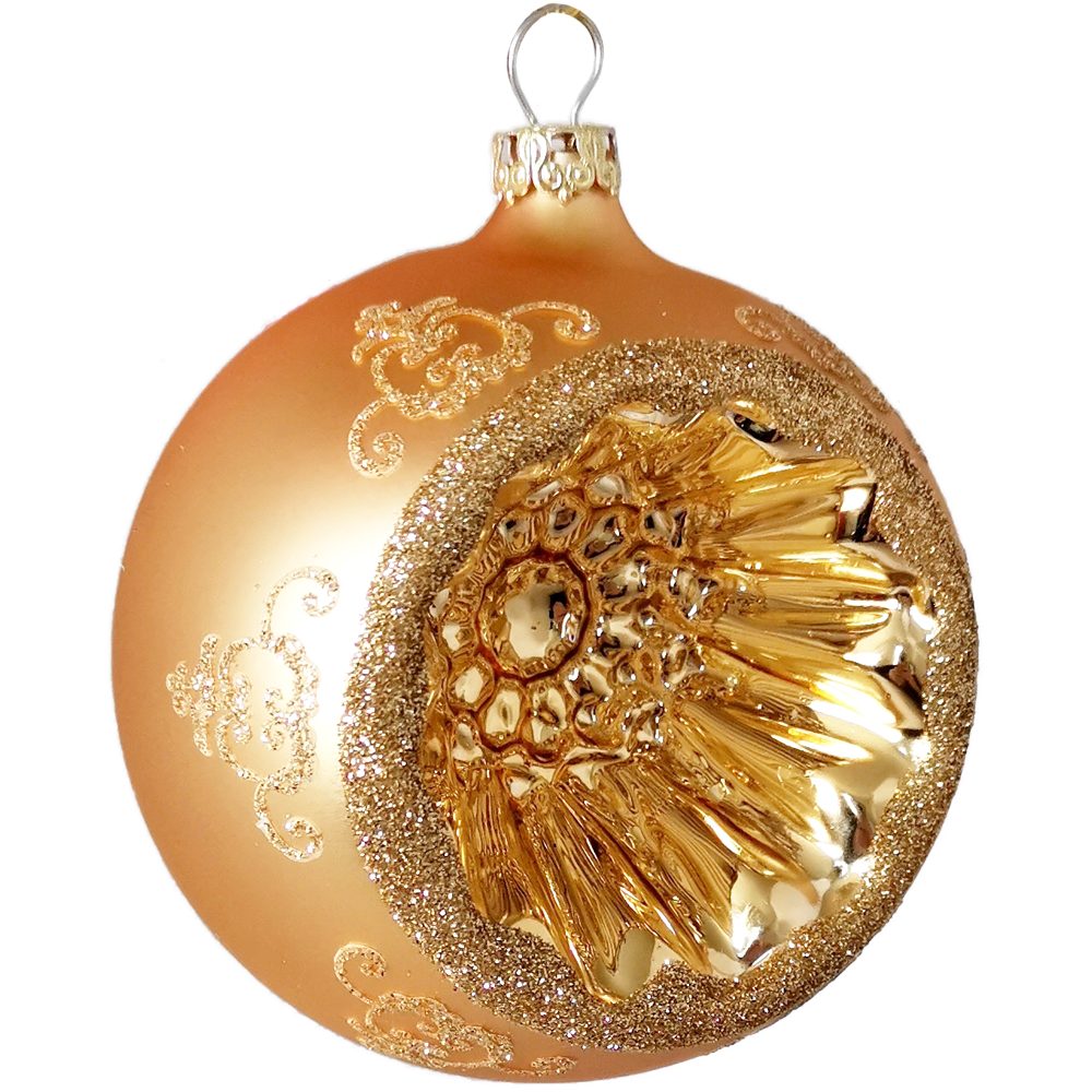 Renaissanceband, Reflexkugel, Weihnachtsbaumkugel mundgeblasen, seidenmatt (1 St), handbemalt Glasdesign gold Thüringer