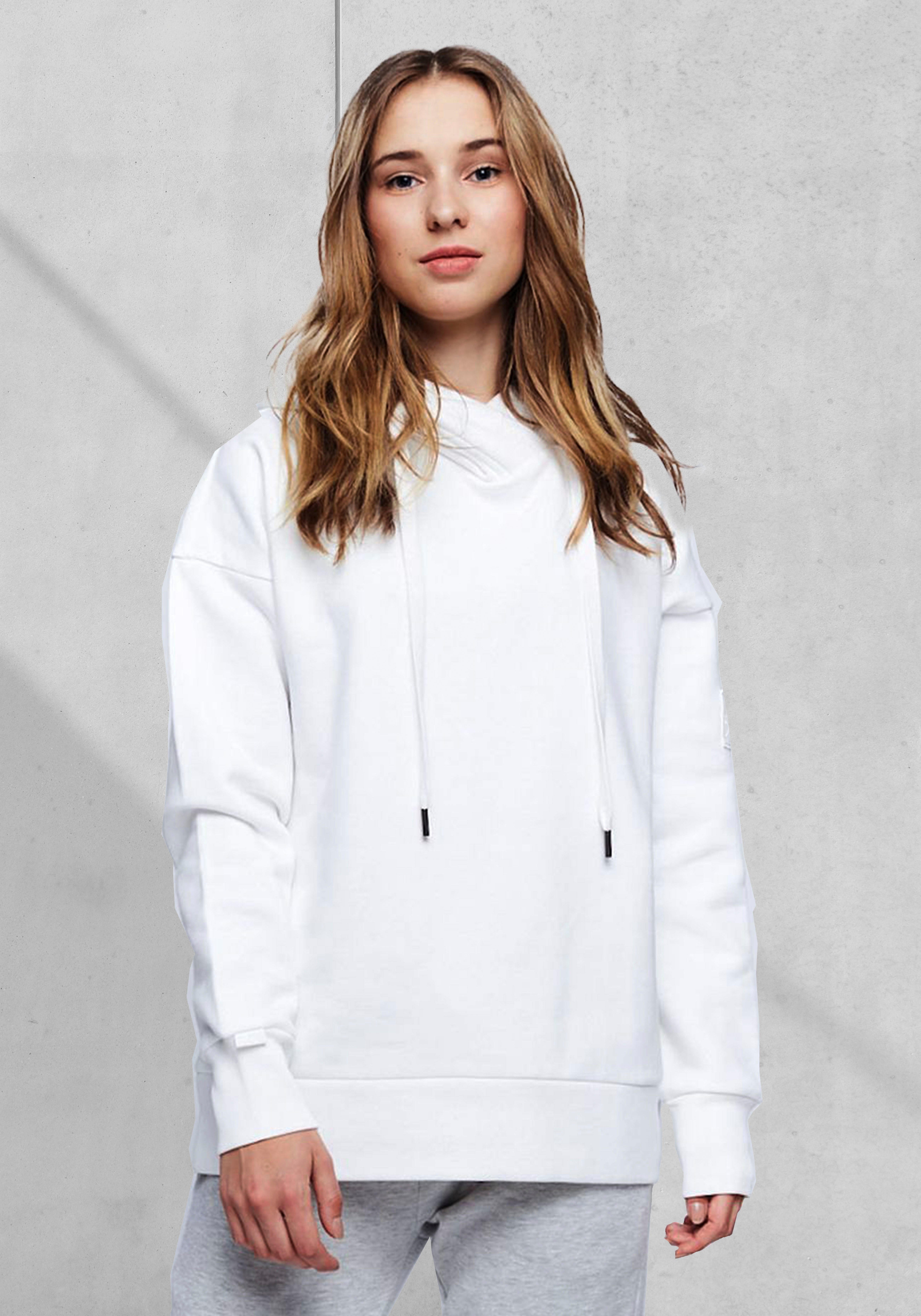 Damen Pullover XOX Sweatshirt melierter Hoodie mit Logo-Flockdruck