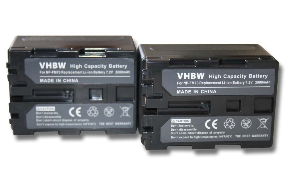 vhbw Ersatz für Sony NP-QM71, NP-QM71D, NP-QM91, NP-QM91D für Kamera-Akku Li-Ion 2000 mAh (7,2 V)