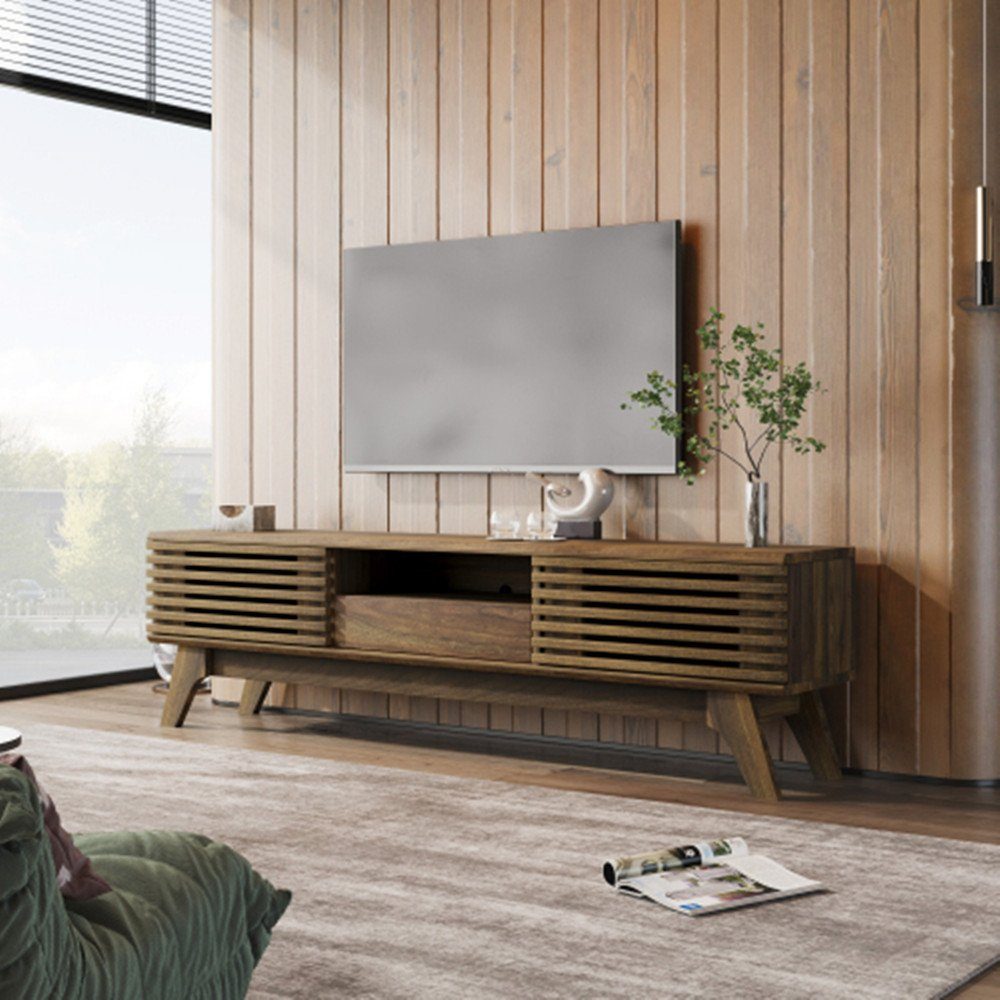 XDeer TV-Schrank TV-Board, TV-Schrank. mit Design, Schiebetüren, einzigartiges TV-Möbel, TV-Lowboard, Retro-Holzfarbe. zwei TV-Schrank