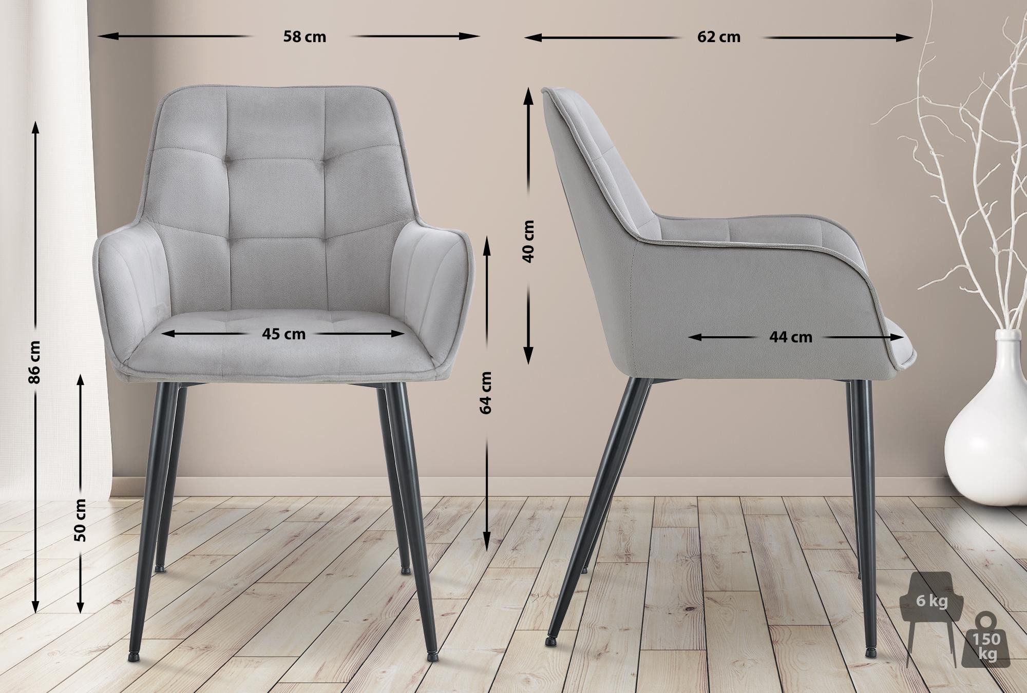 CLP Esszimmerstuhl Ferndale (2er Set, 2 St), Ziernähte, Samtbezug, gepolste günstig online kaufen