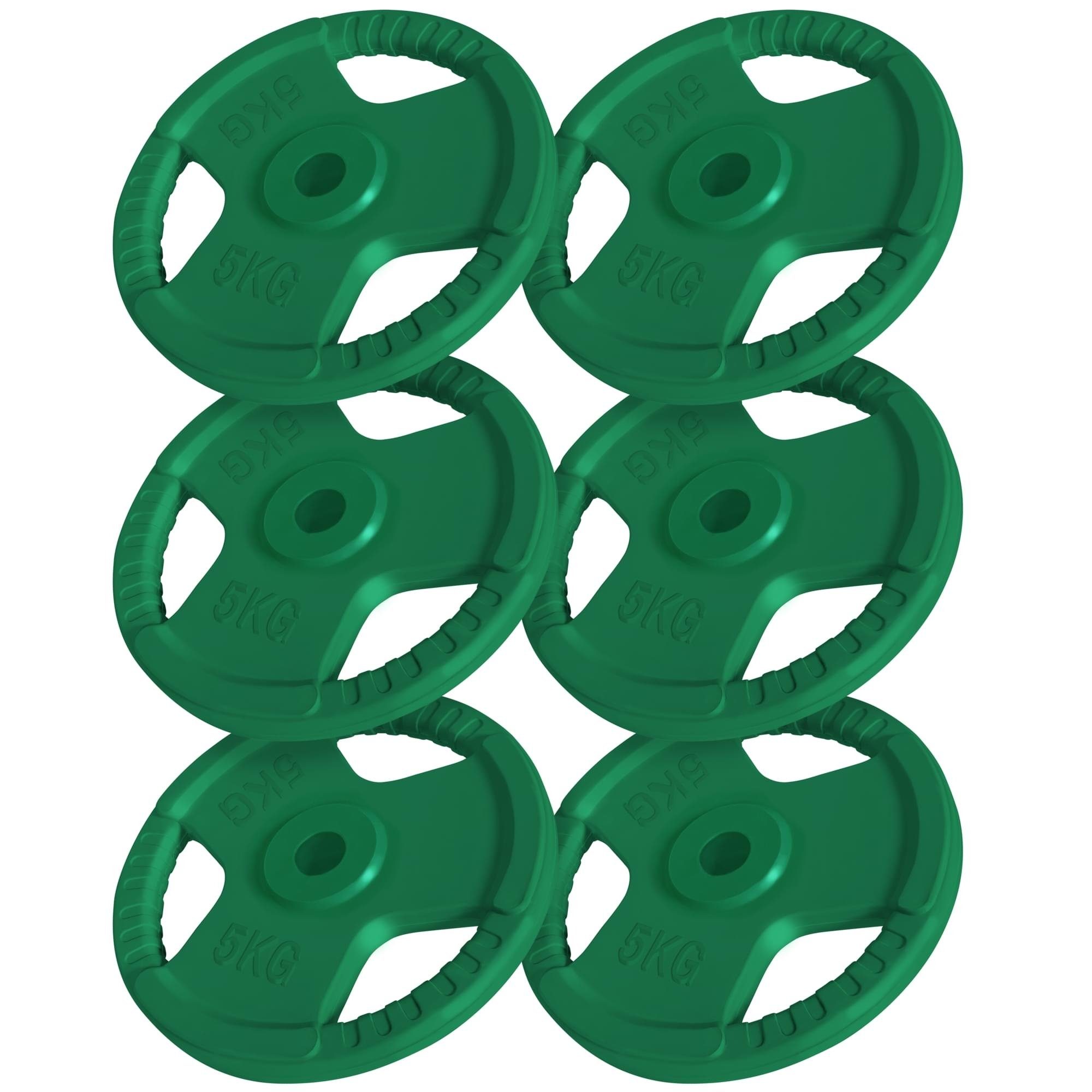 GORILLA SPORTS Hantelscheiben Einzeln/Set, 30mm, Gripper, aus mit Farbwahl (6x5kg) 30kg Gusseisen Gummi