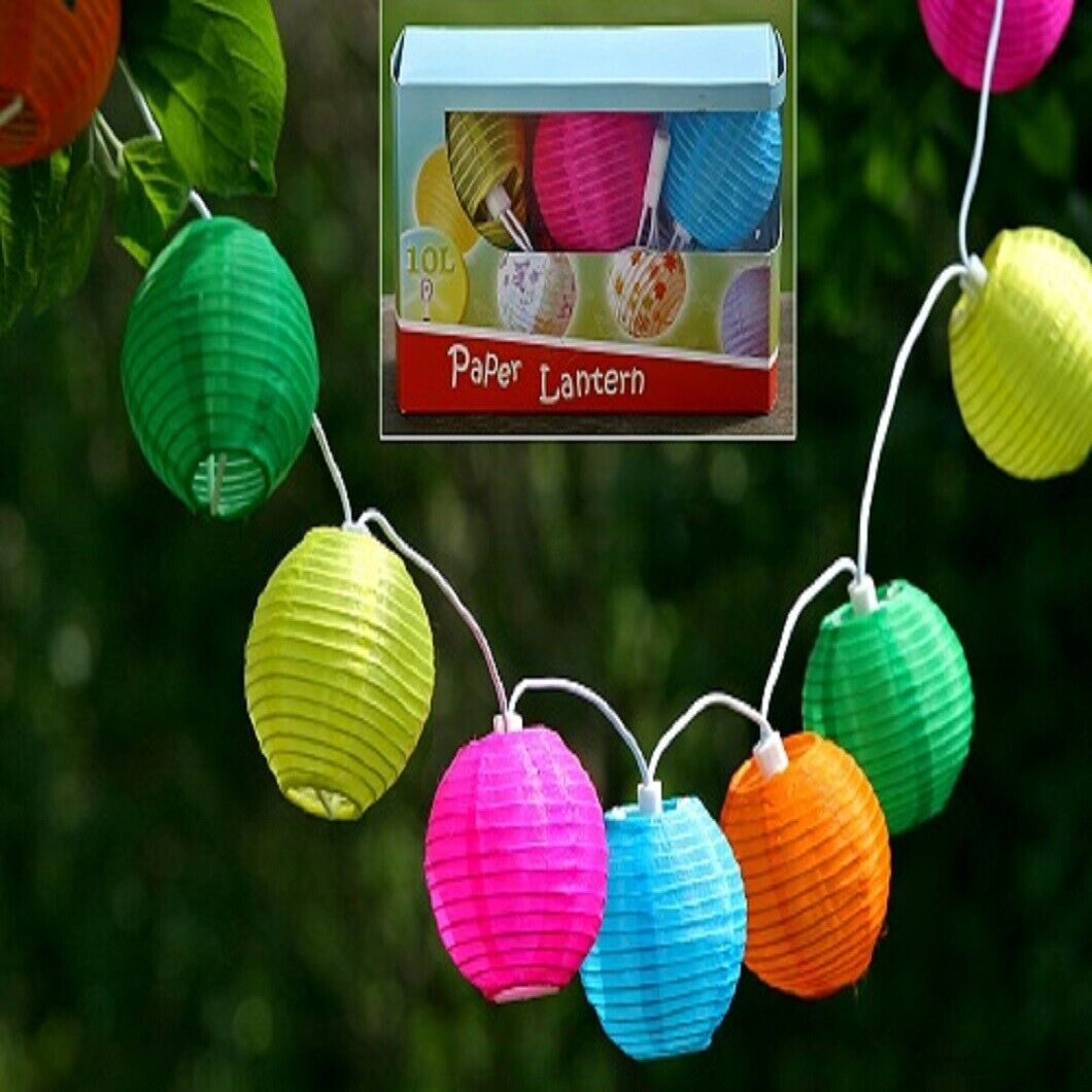 BOLTZE GRUPPE GmbH LED-Lichterkette Lampion Papier Lichterkette 10 LED bunt L.2,85 m